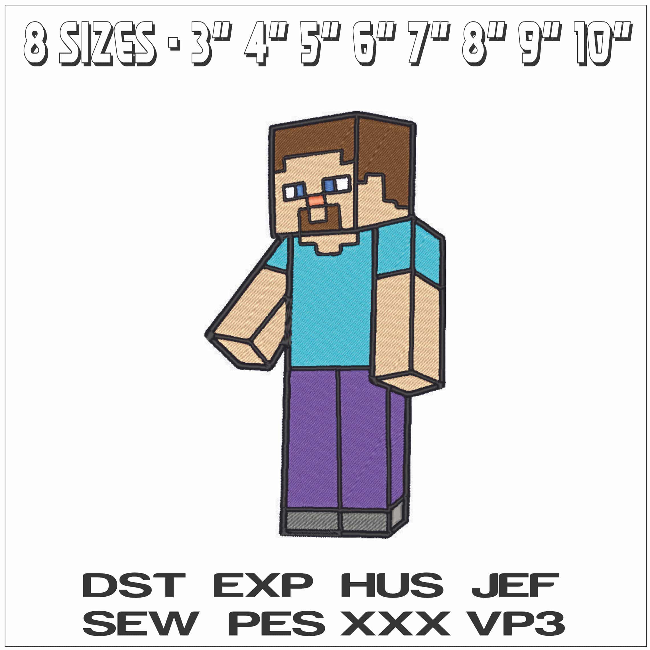 Minecraft Man-Elegant embroidery design file - instant download — view 2