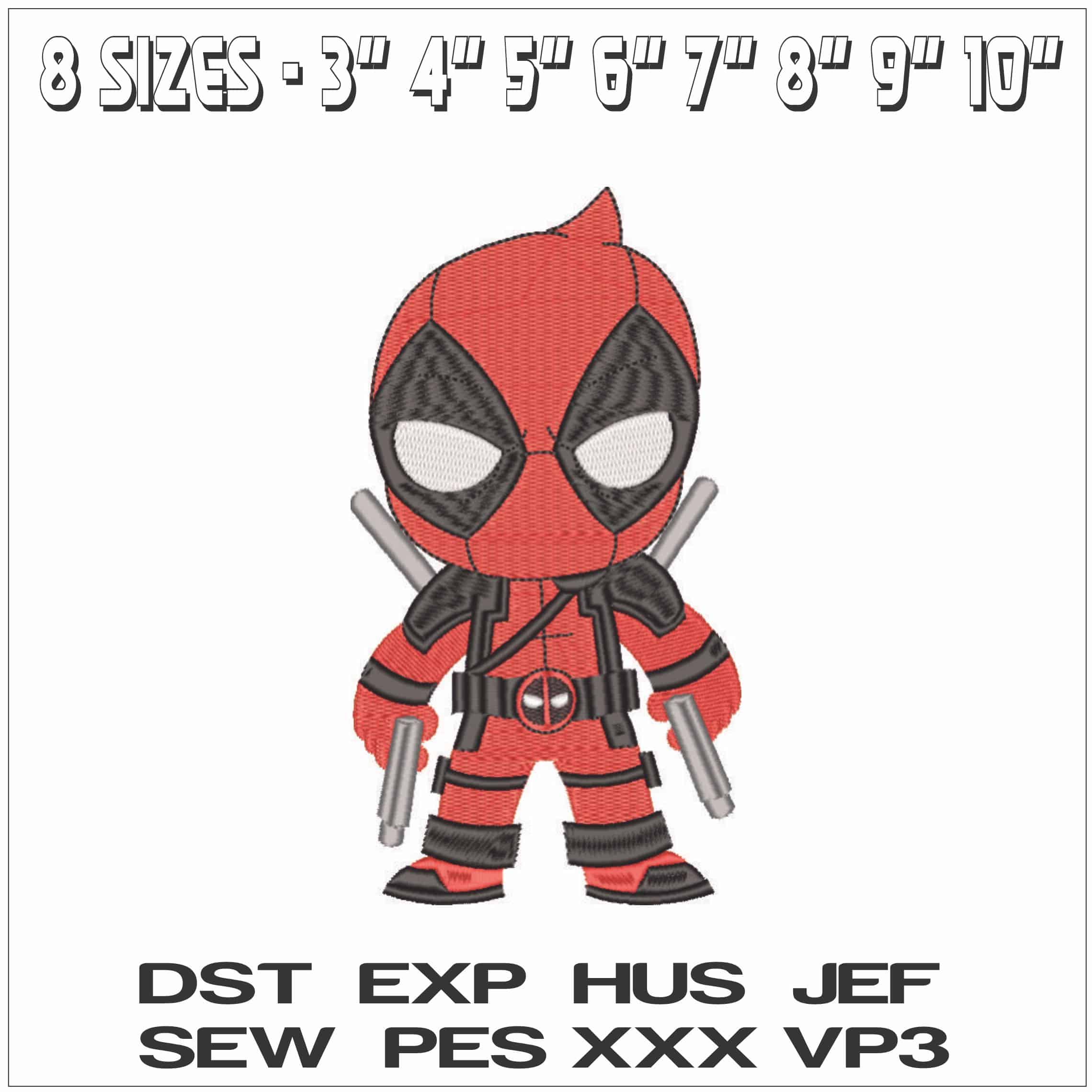 Mini Deadpool - Marvel Comics-Elegant embroidery design file - instant download — view 2