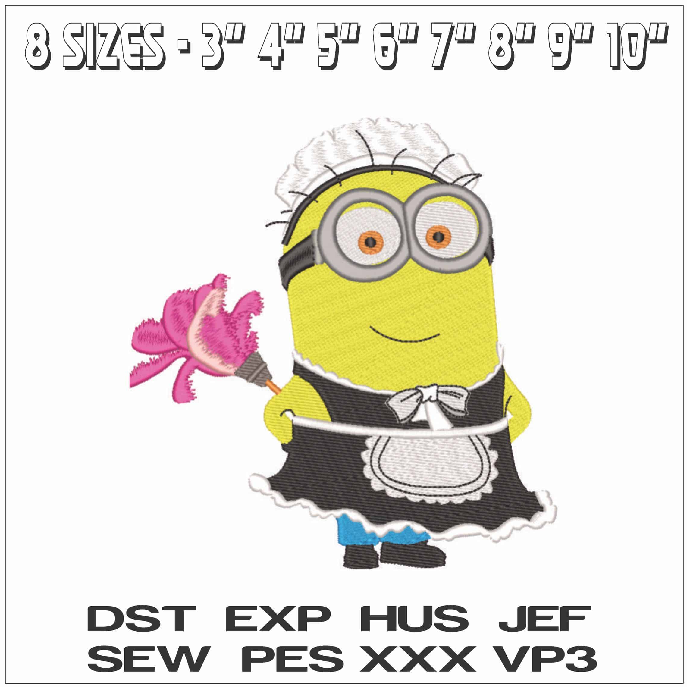 Minion in Maid Outfit-Elegant embroidery design file - instant download — view 2