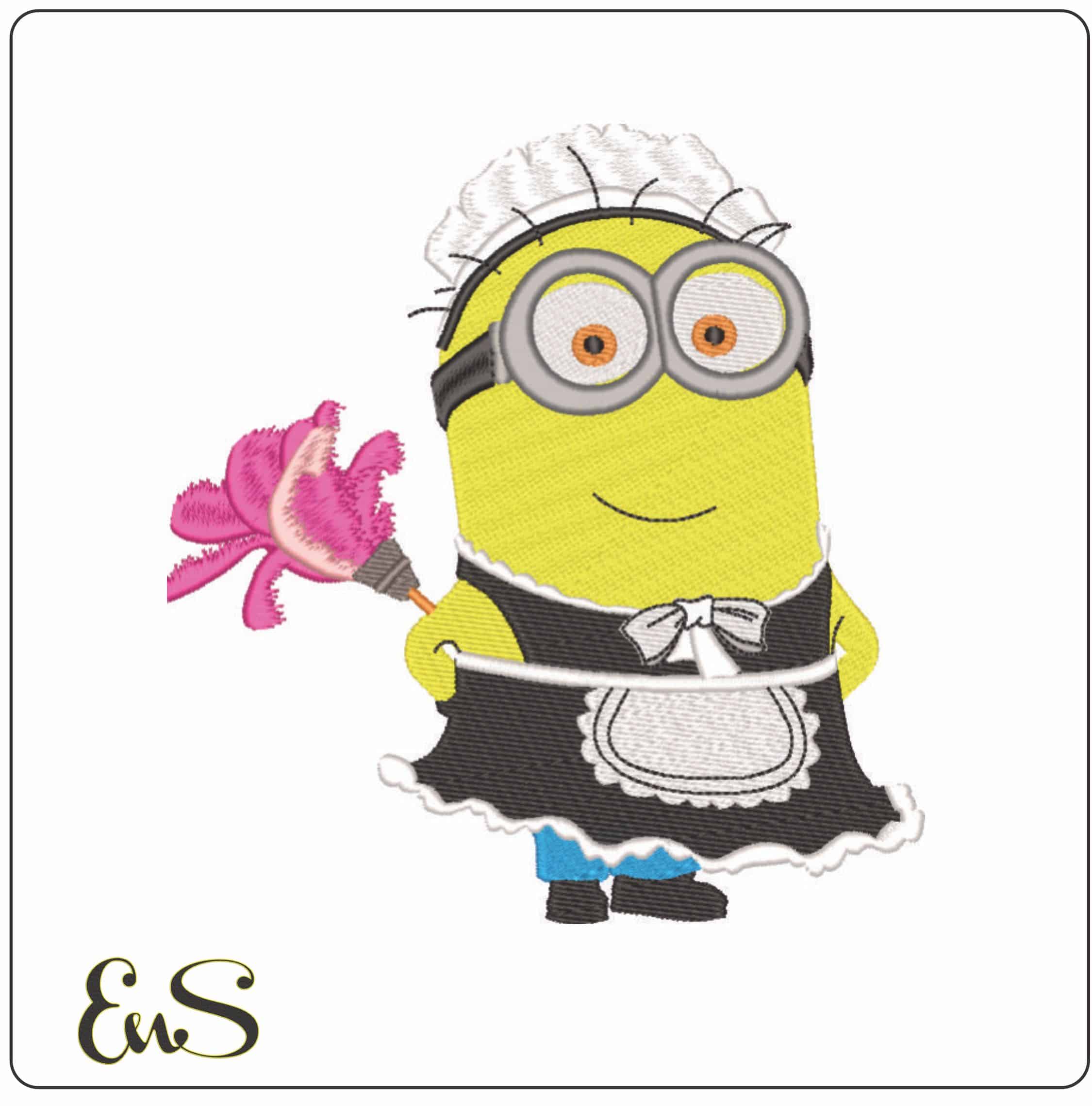 Minion in Maid Outfit-Elegant embroidery design file - instant download