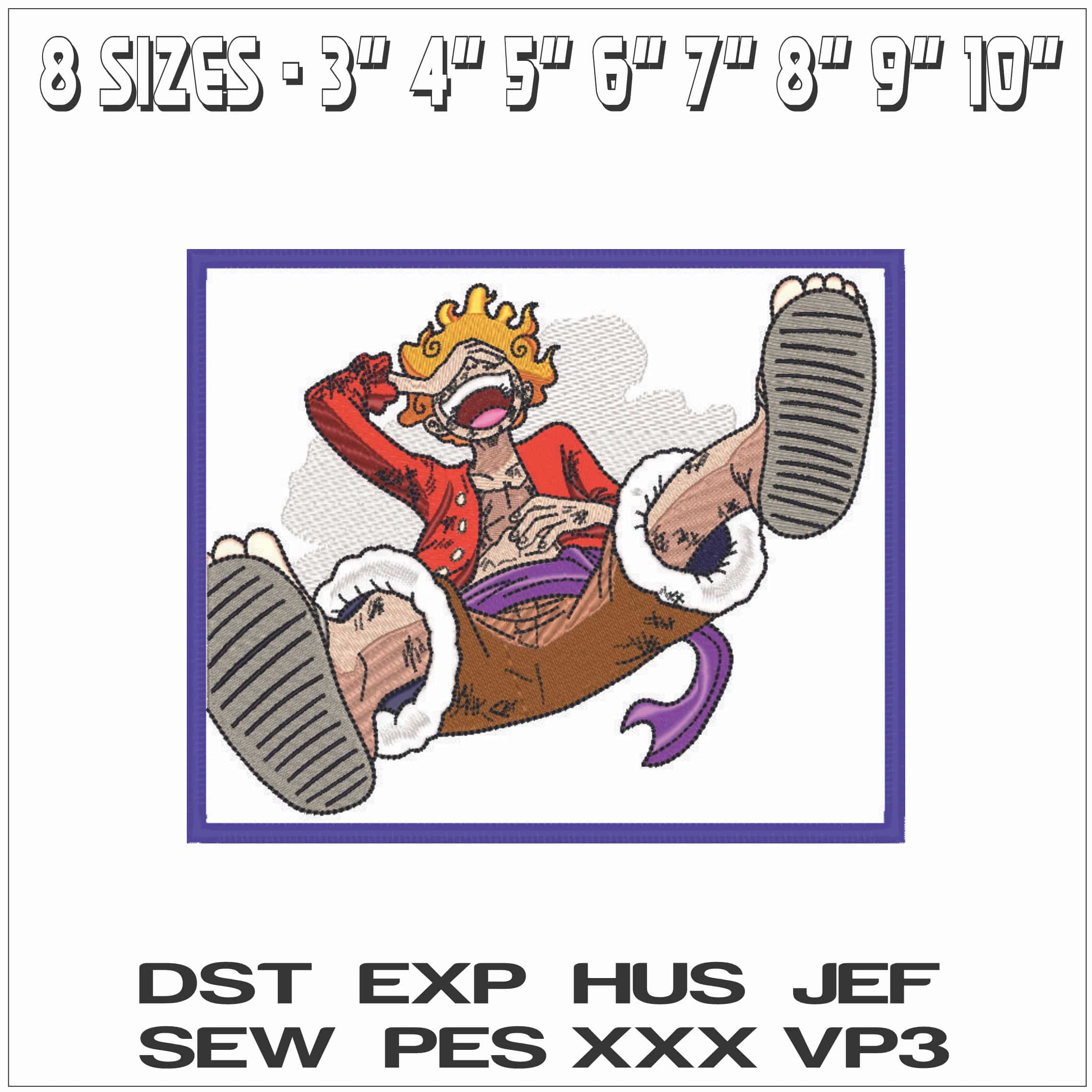 Monkey D Luffy - Gear 5 - Anime-Elegant embroidery design file - instant download — view 2