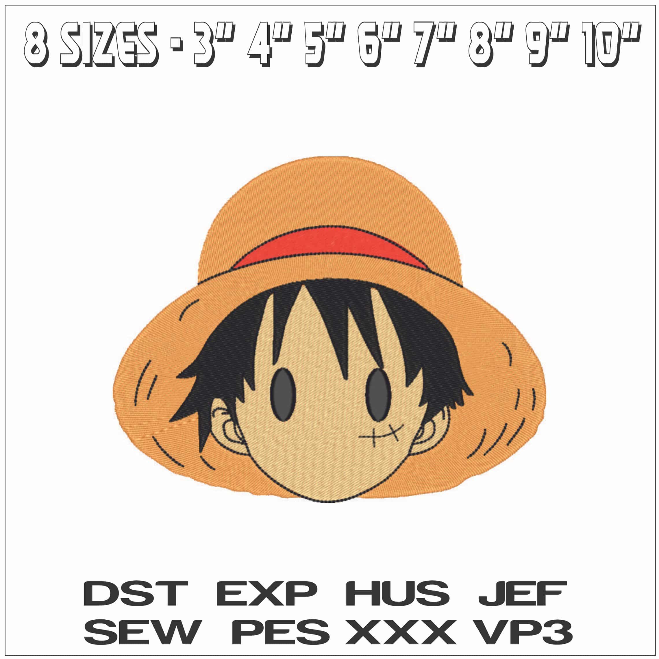 Monkey D Luffy Head - One Piece - Anime-Elegant embroidery design file - instant download — view 2