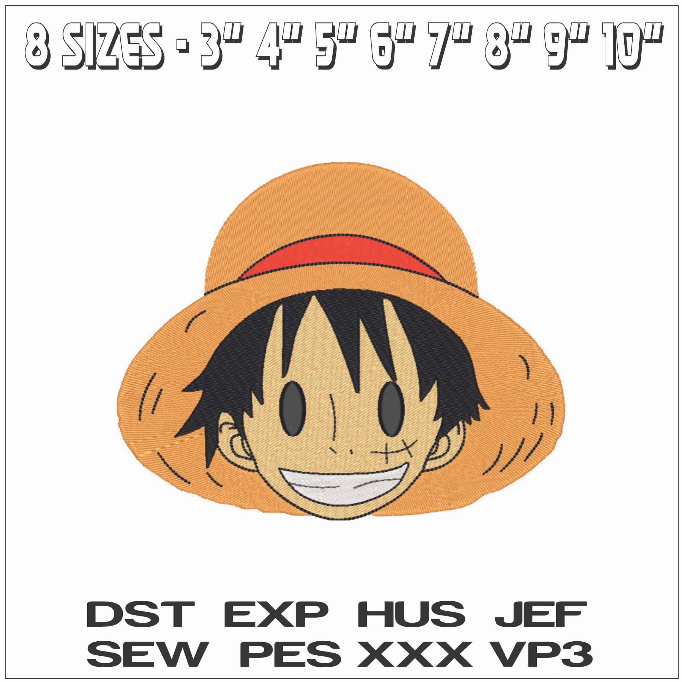 Monkey D Luffy Head Smile - One Piece - Anime-Elegant embroidery design file - instant download — view 2