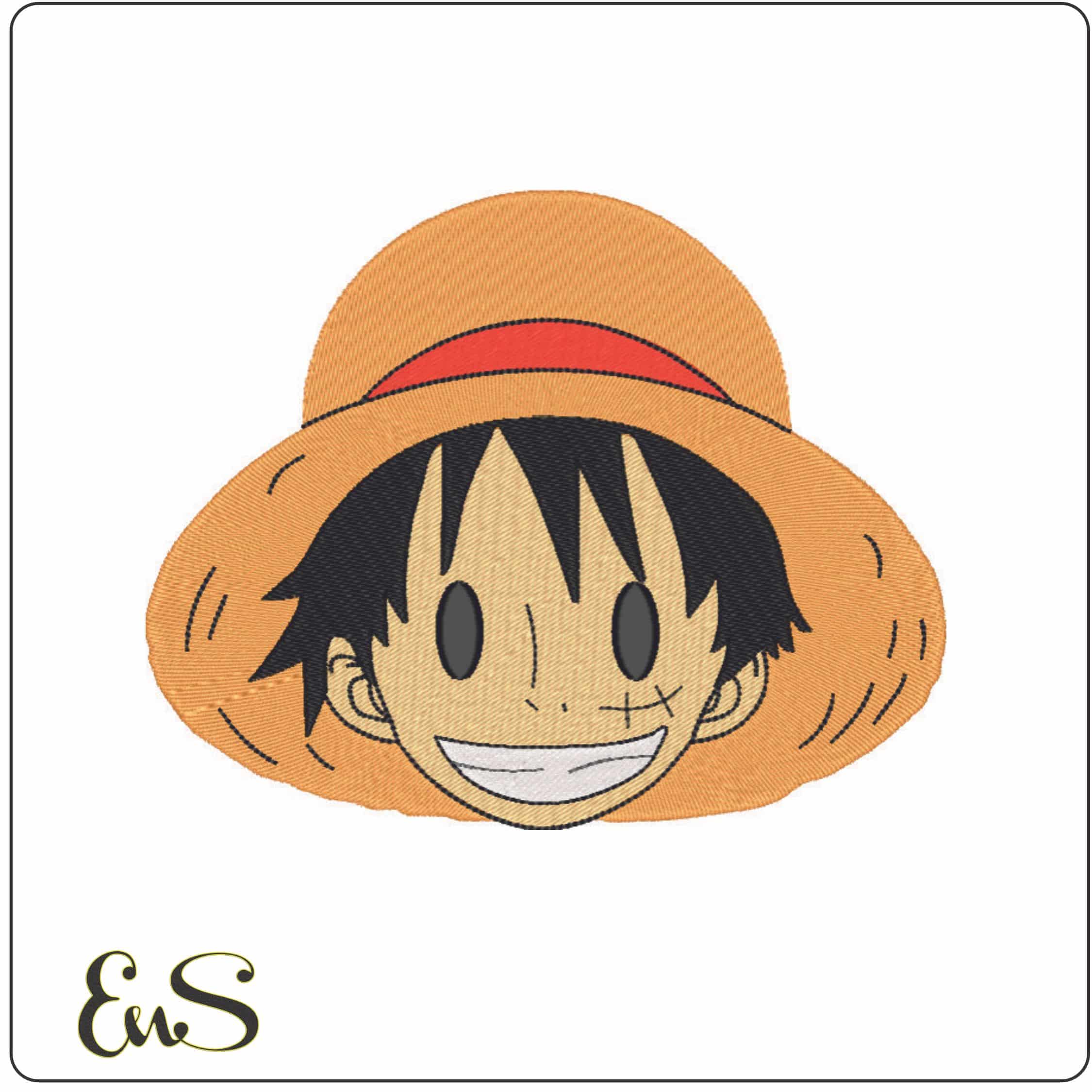Monkey D Luffy Head Smile - One Piece - Anime-Elegant embroidery design file - instant download