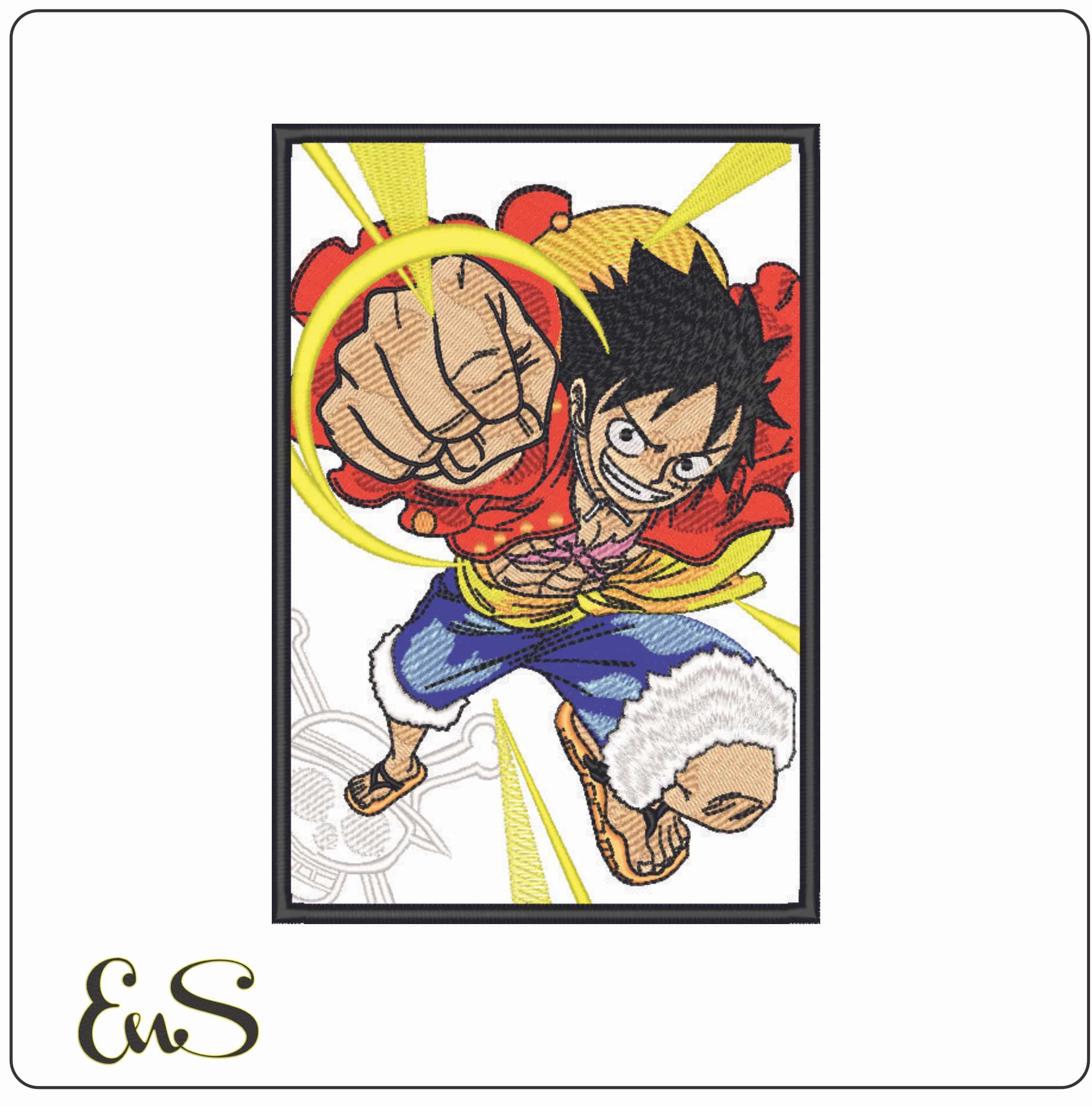 Monkey D Luffy Punch - One Piece - Anime-Elegant embroidery design file - instant download