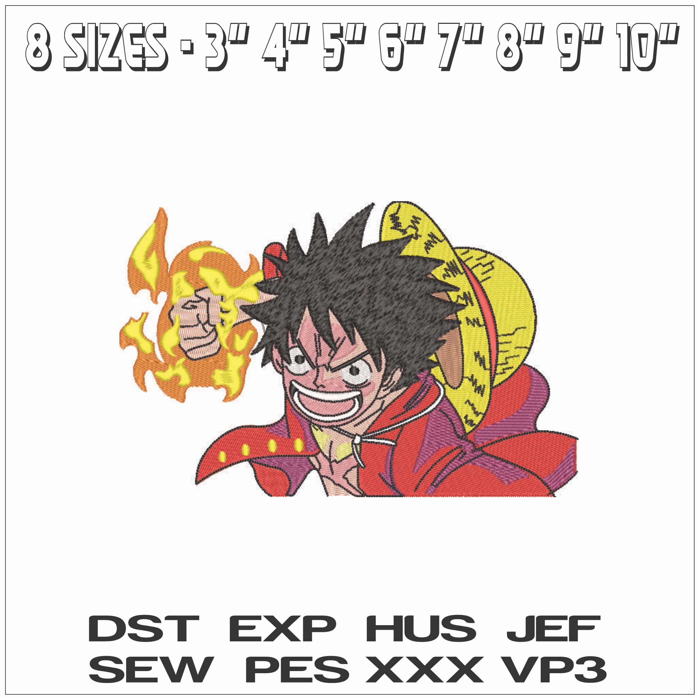 Monkey D Luffy Screaming Punch - One Piece - Anime-Elegant embroidery design file - instant download — view 2