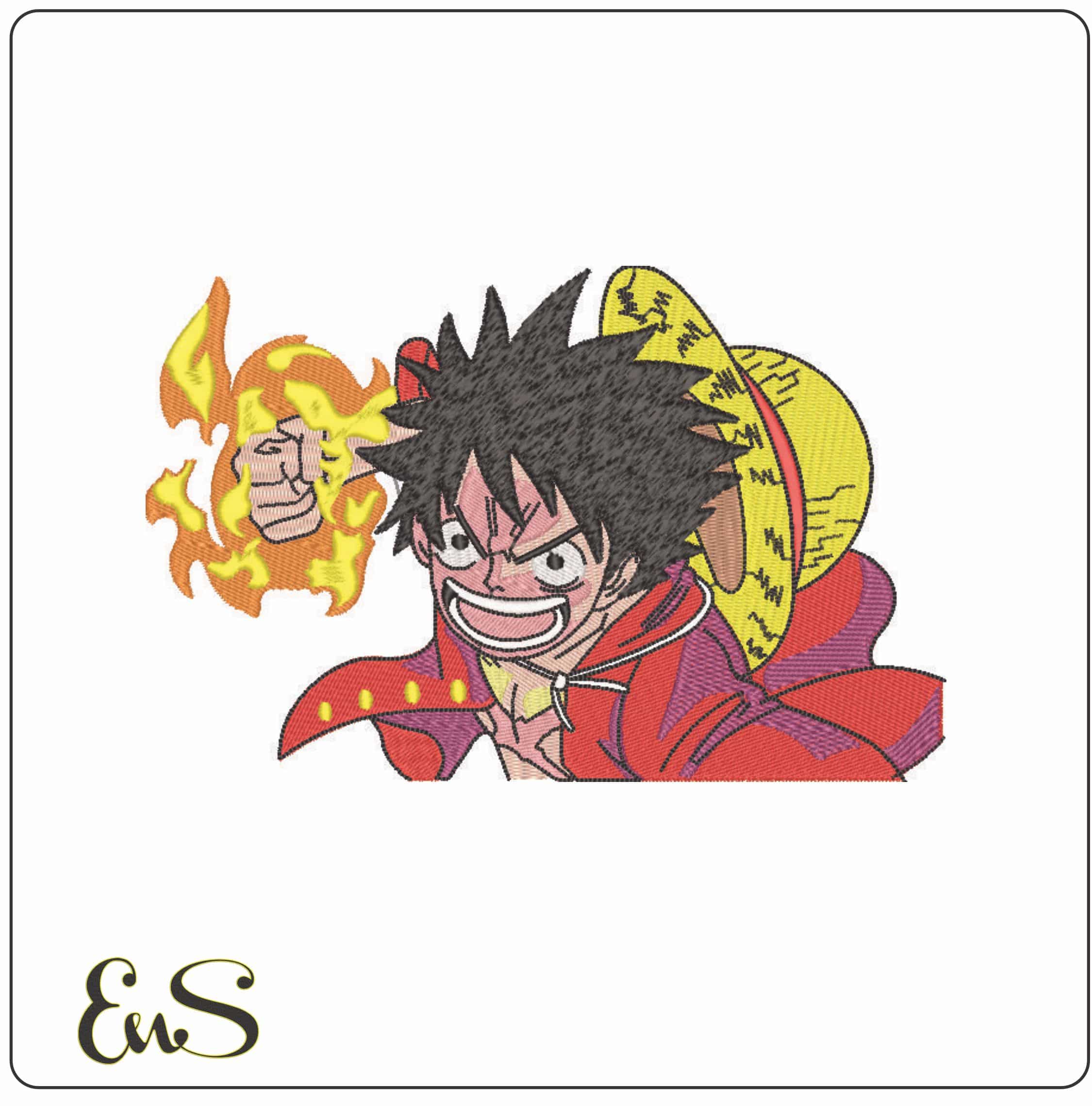 Monkey D Luffy Screaming Punch - One Piece - Anime-Elegant embroidery design file - instant download