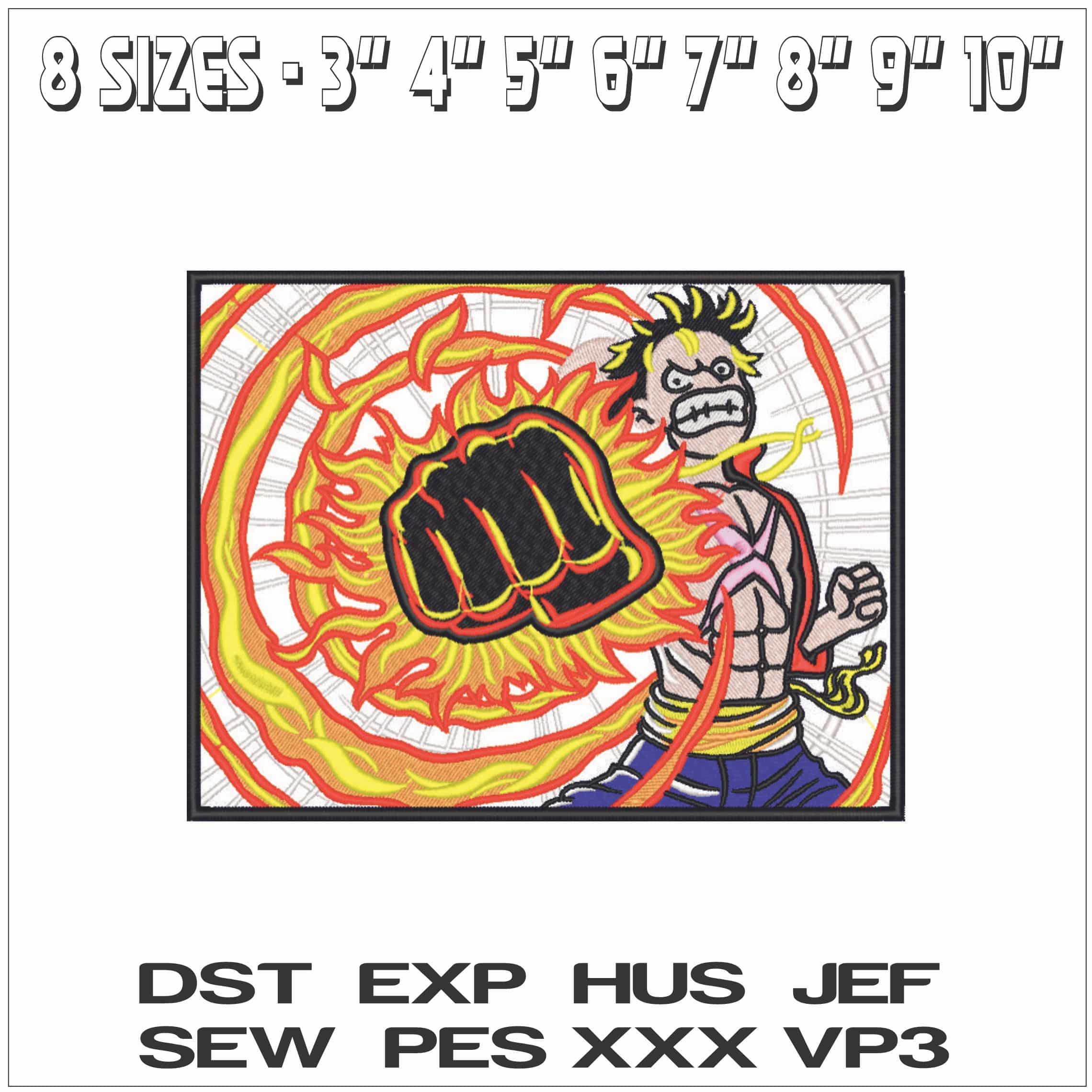 Monkey D Luffy Super Punch - One Piece - Anime-Elegant embroidery design file - instant download — view 2
