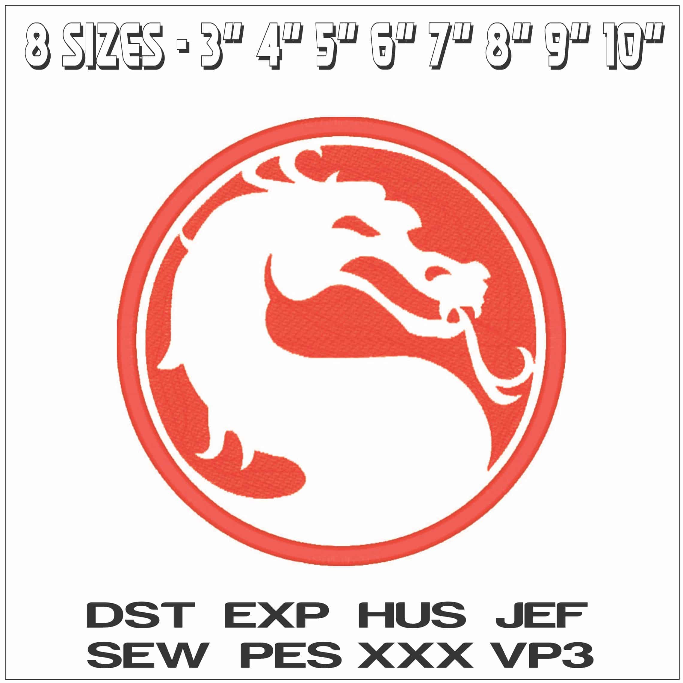 Mortal Combat Logo Inverse-Elegant embroidery design file - instant download — view 2