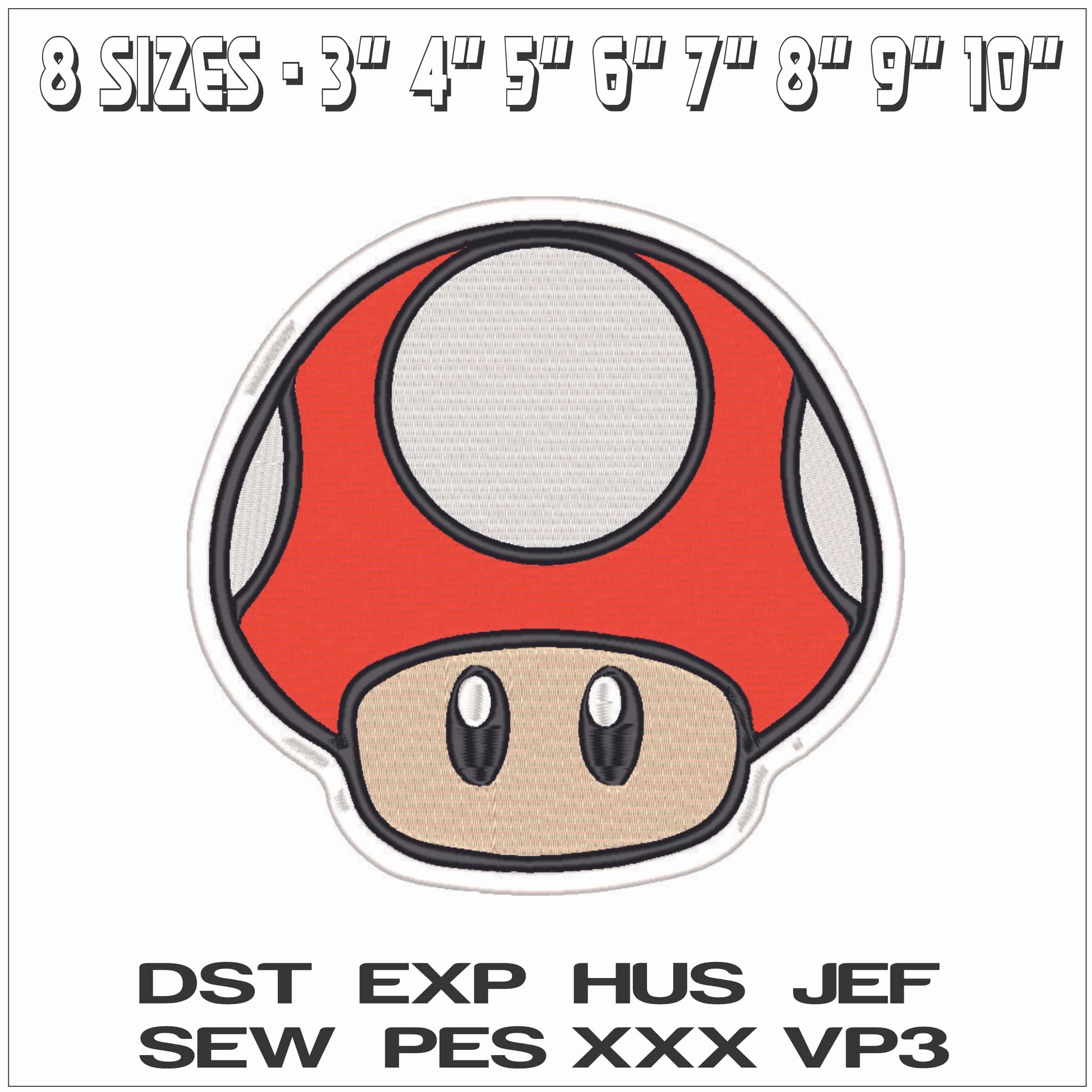 Mushroom - Super Mario-Elegant embroidery design file - instant download — view 2