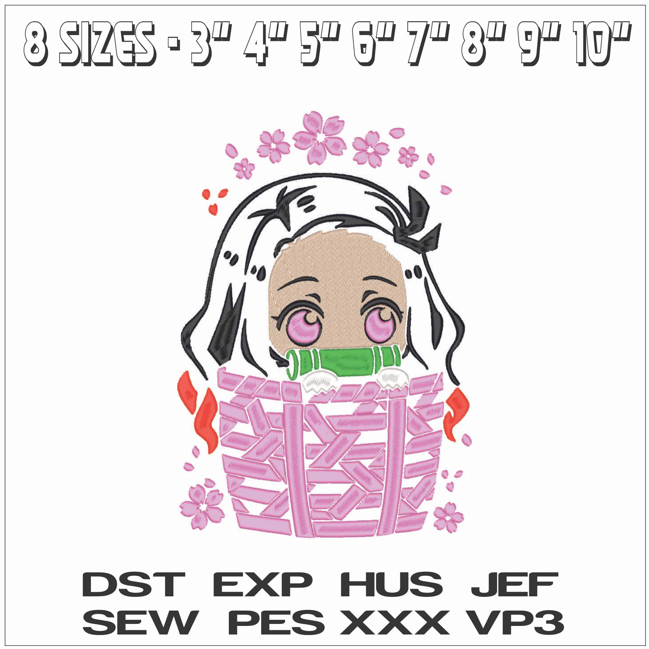 Nezuko Kamado - Demon Slayer - Anime-Elegant embroidery design file - instant download — view 2