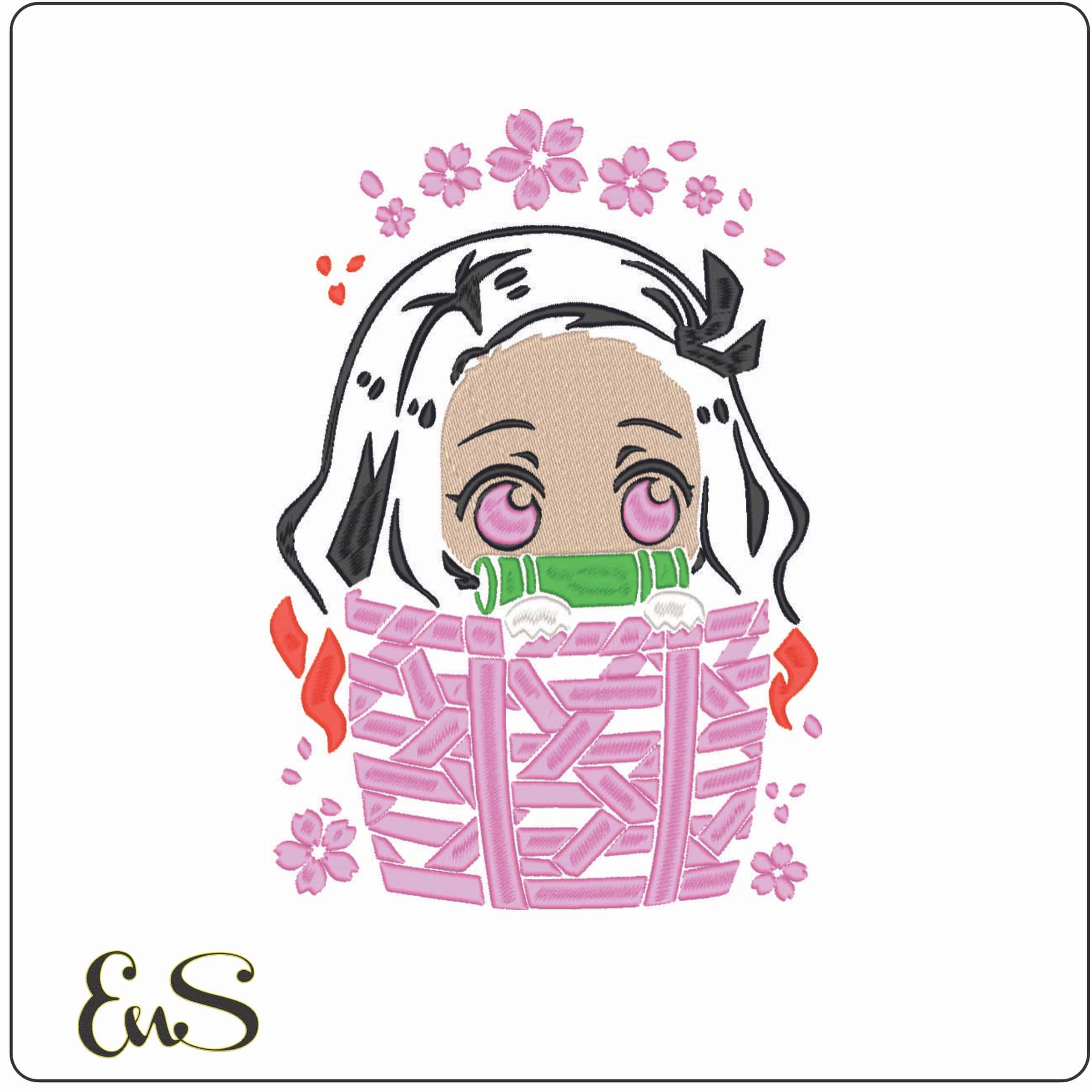 Nezuko Kamado - Demon Slayer - Anime-Elegant embroidery design file - instant download