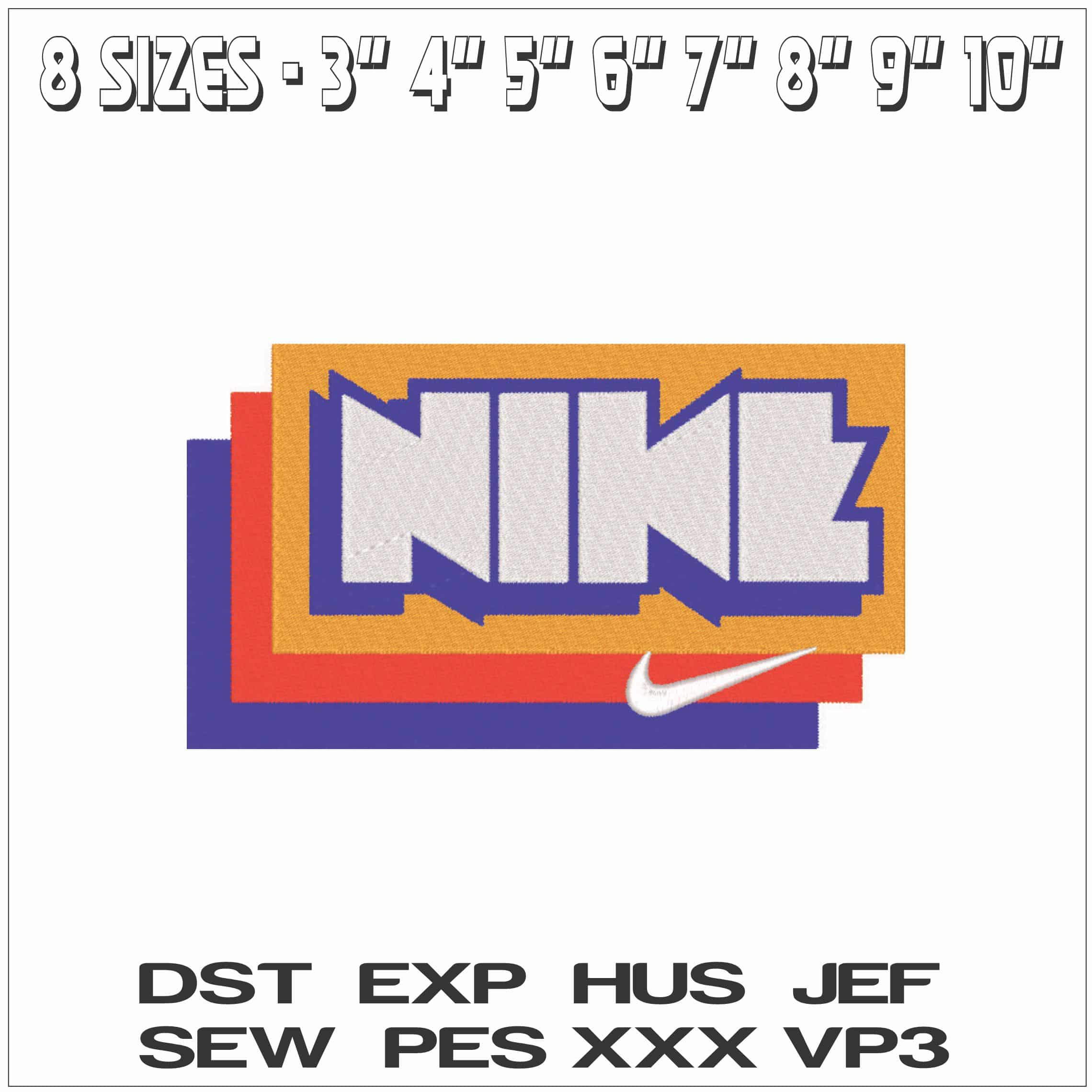 Nike 80s Retro-Elegant embroidery design file - instant download — view 2