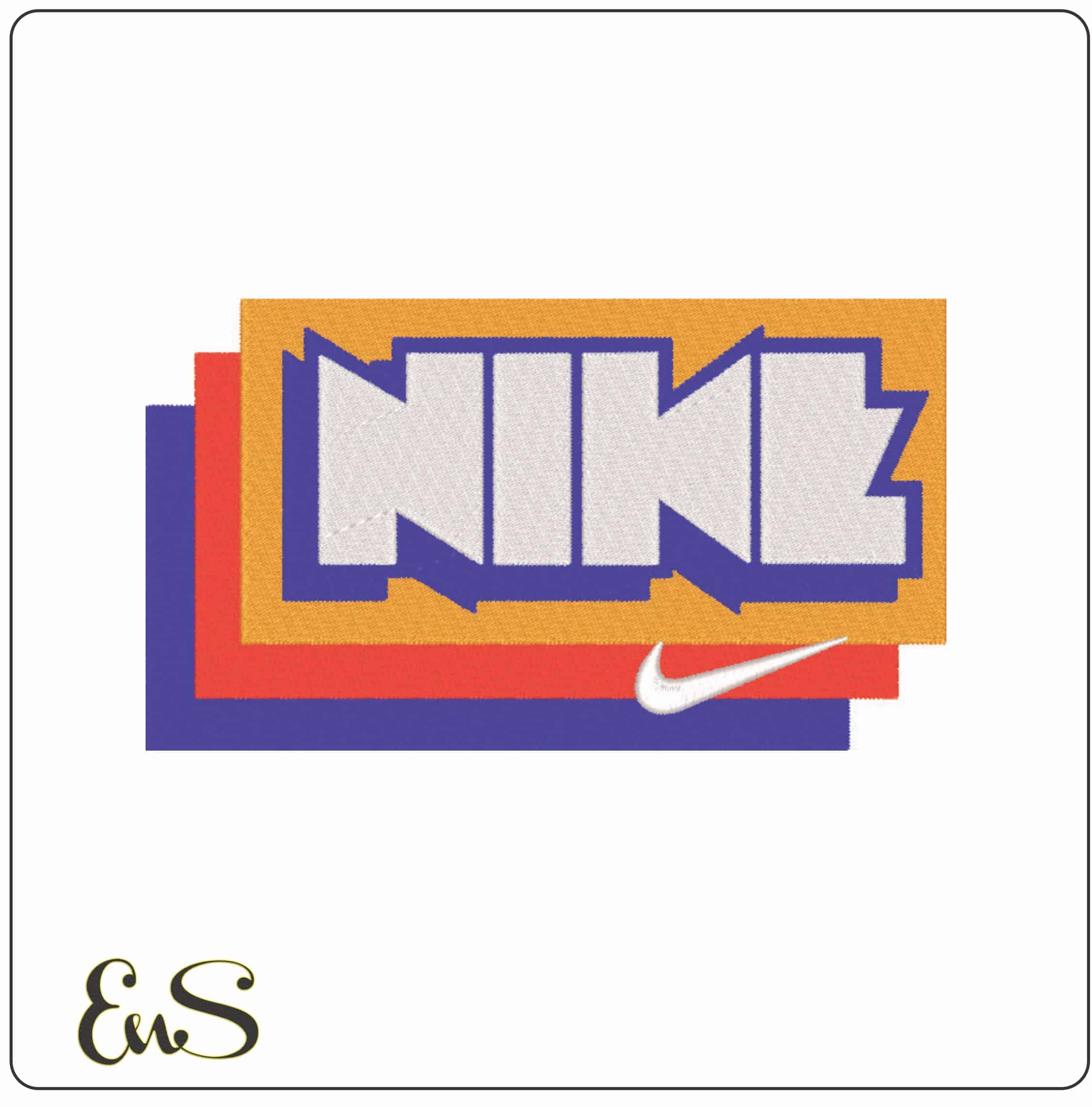 Nike 80s Retro-Elegant embroidery design file - instant download
