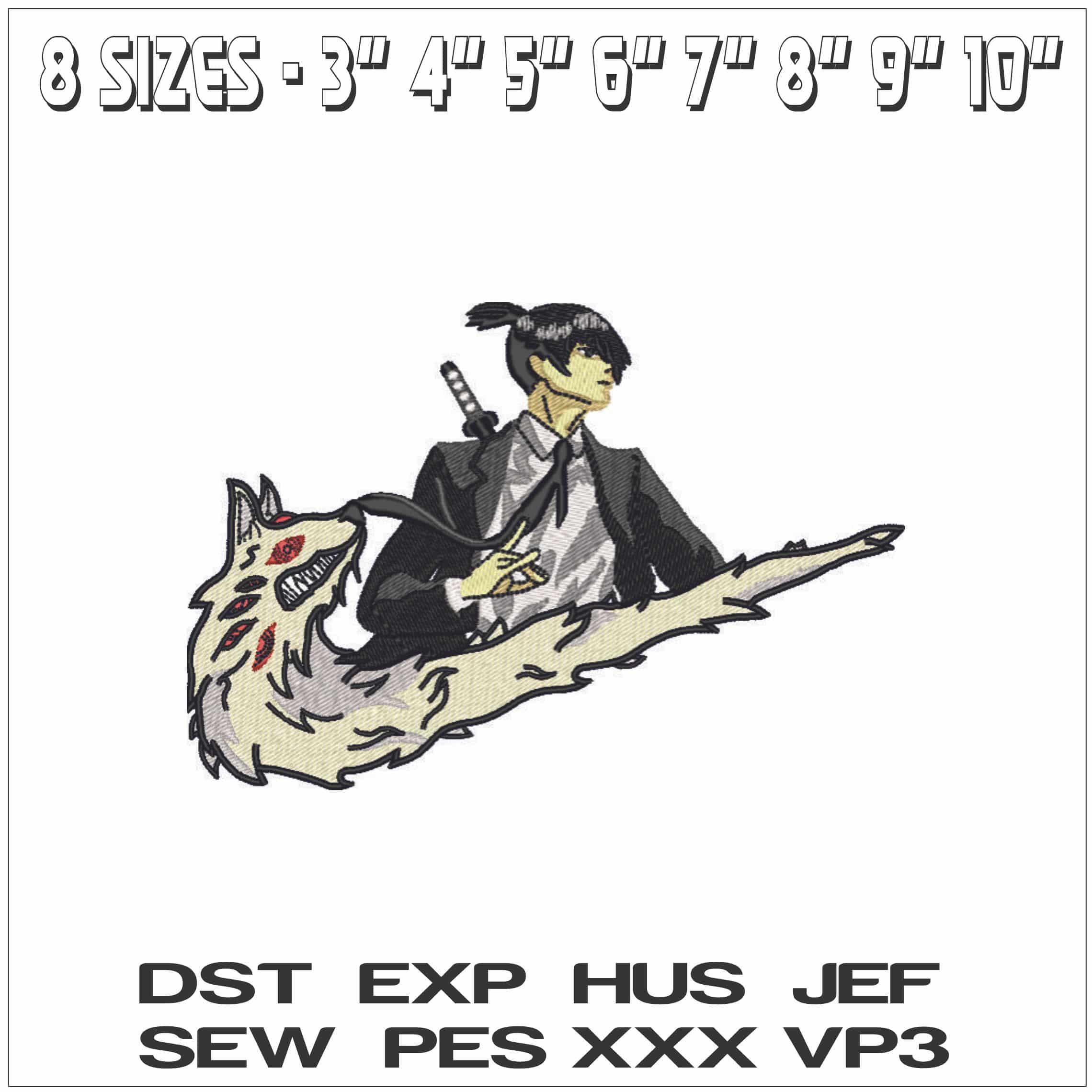 Nike Aki Hayakawa Fox Devil - Chainsaw Man - Anime-Elegant embroidery design file - instant download — view 2