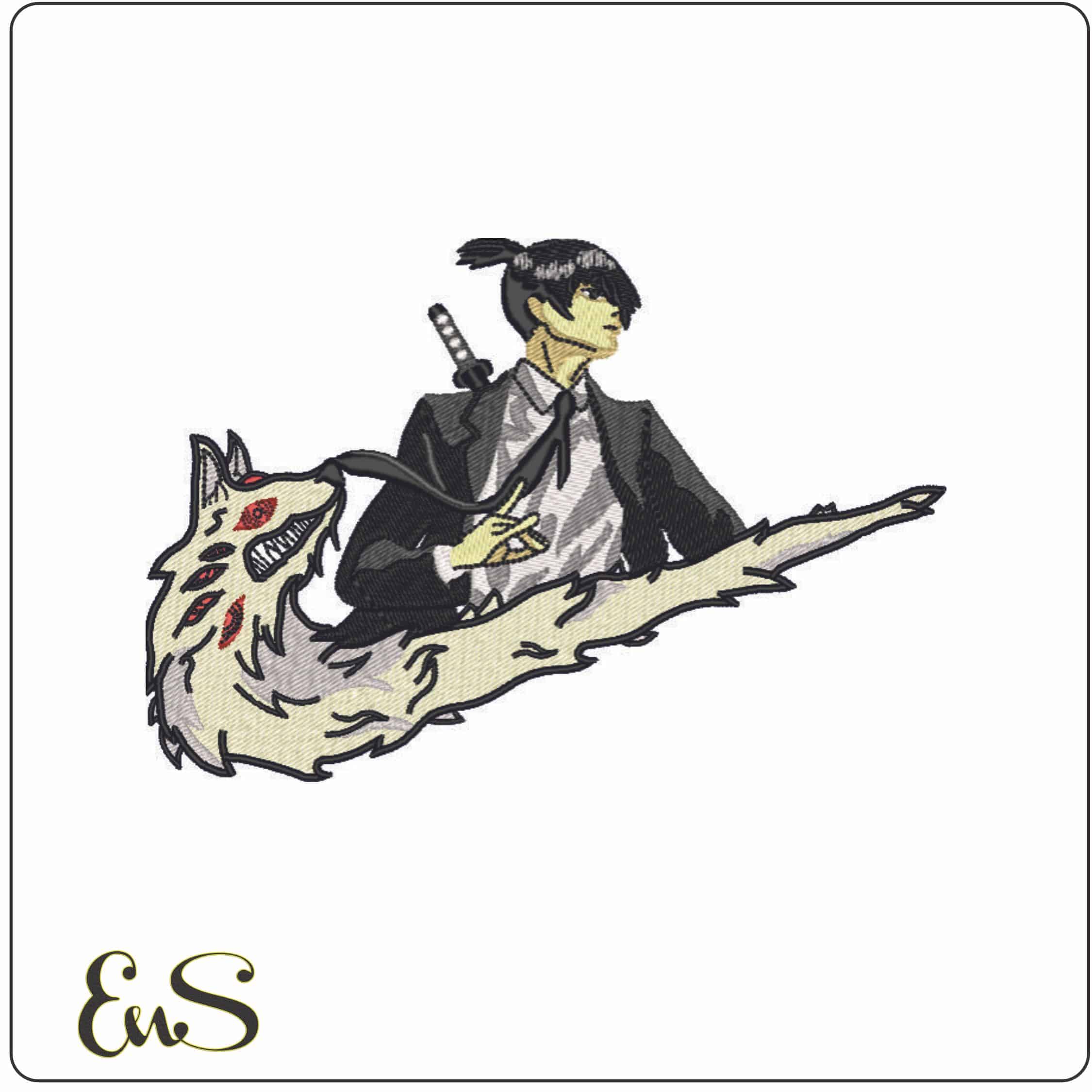 Nike Aki Hayakawa Fox Devil - Chainsaw Man - Anime-Elegant embroidery design file - instant download