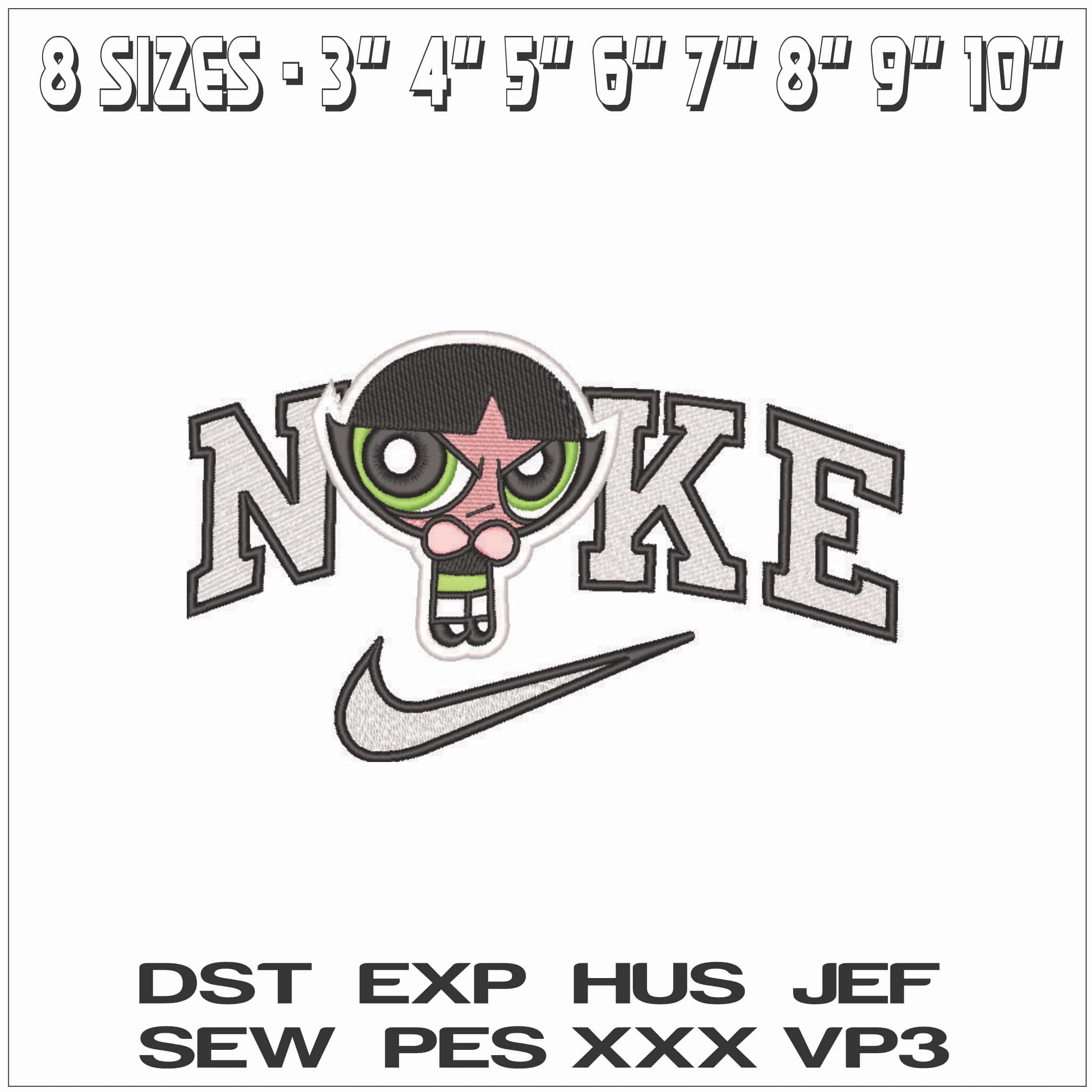 Nike Angry Buttercup - Powerpuff Girl-Elegant embroidery design file - instant download — view 2