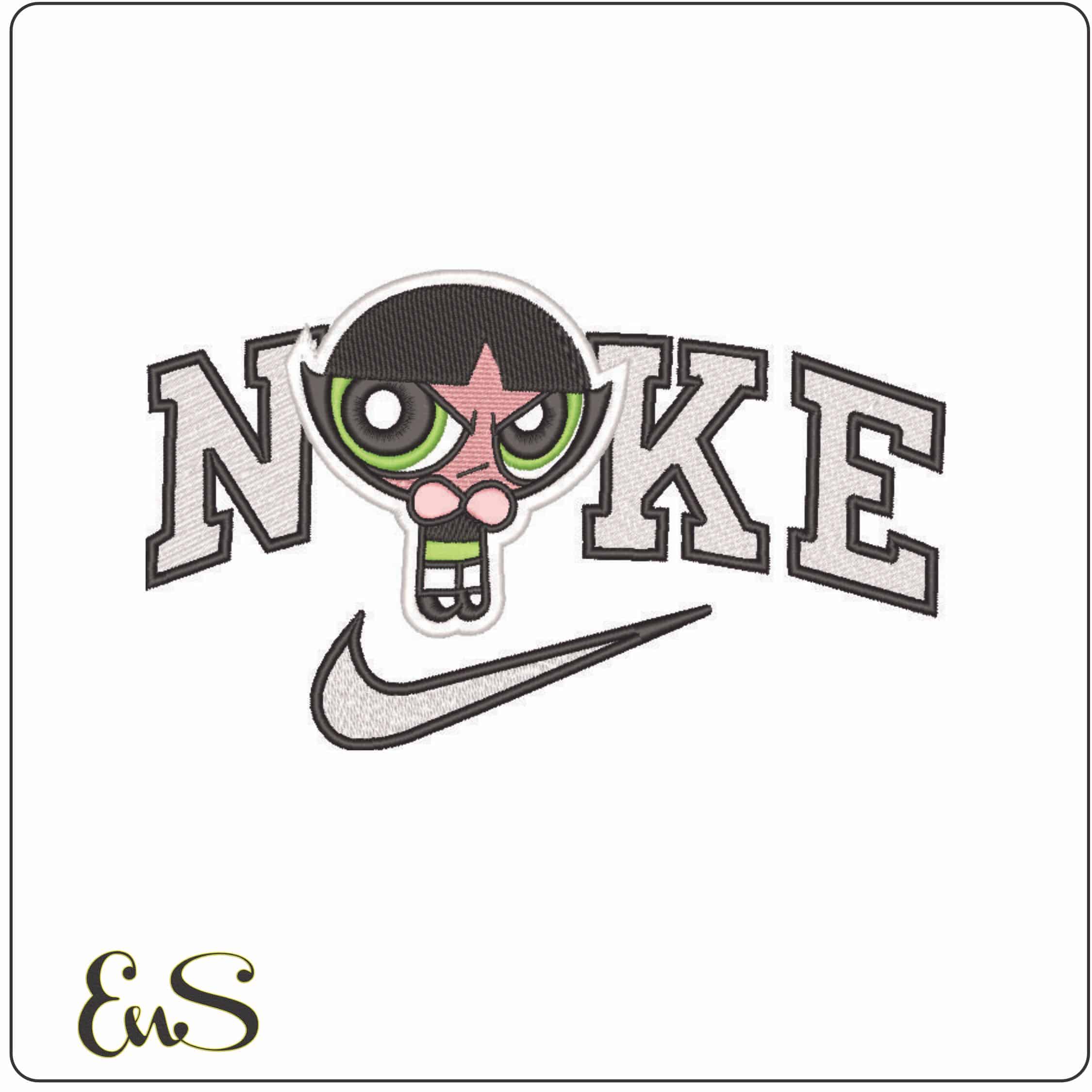 Nike Angry Buttercup - Powerpuff Girl-Elegant embroidery design file - instant download