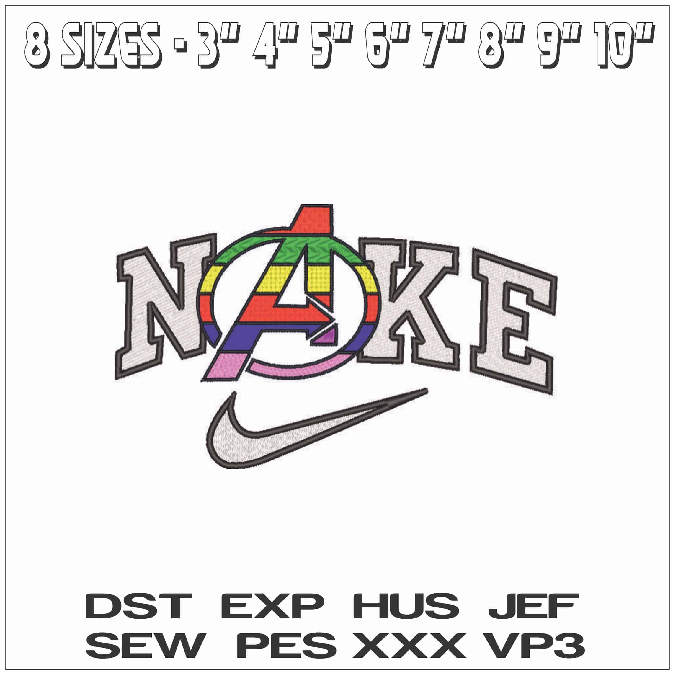 Nike Avengers LGBT Logo - Marvel Comics-Elegant embroidery design file - instant download — view 2