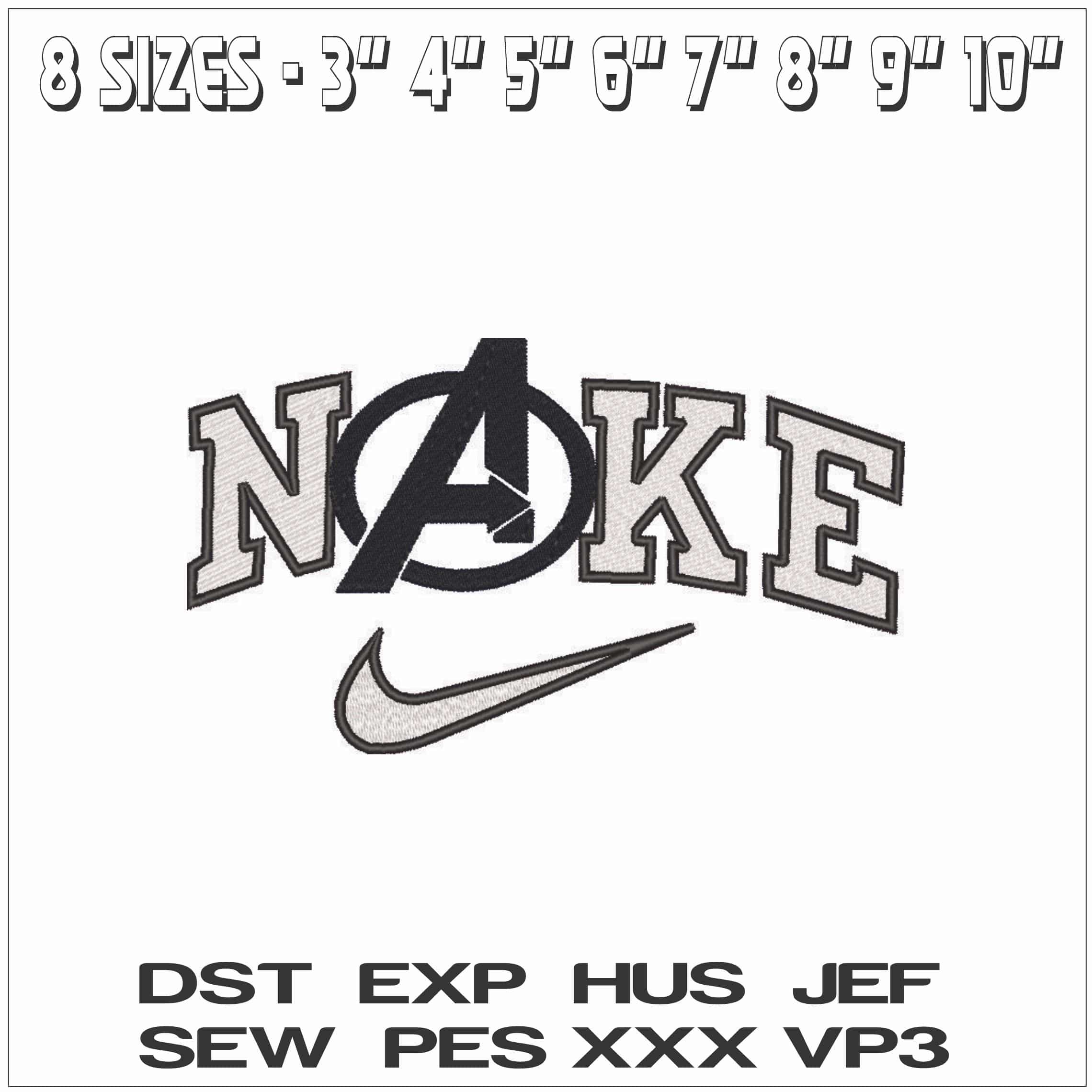 Nike Avengers Outline Logo - Marvel Comics-Elegant embroidery design file - instant download — view 2
