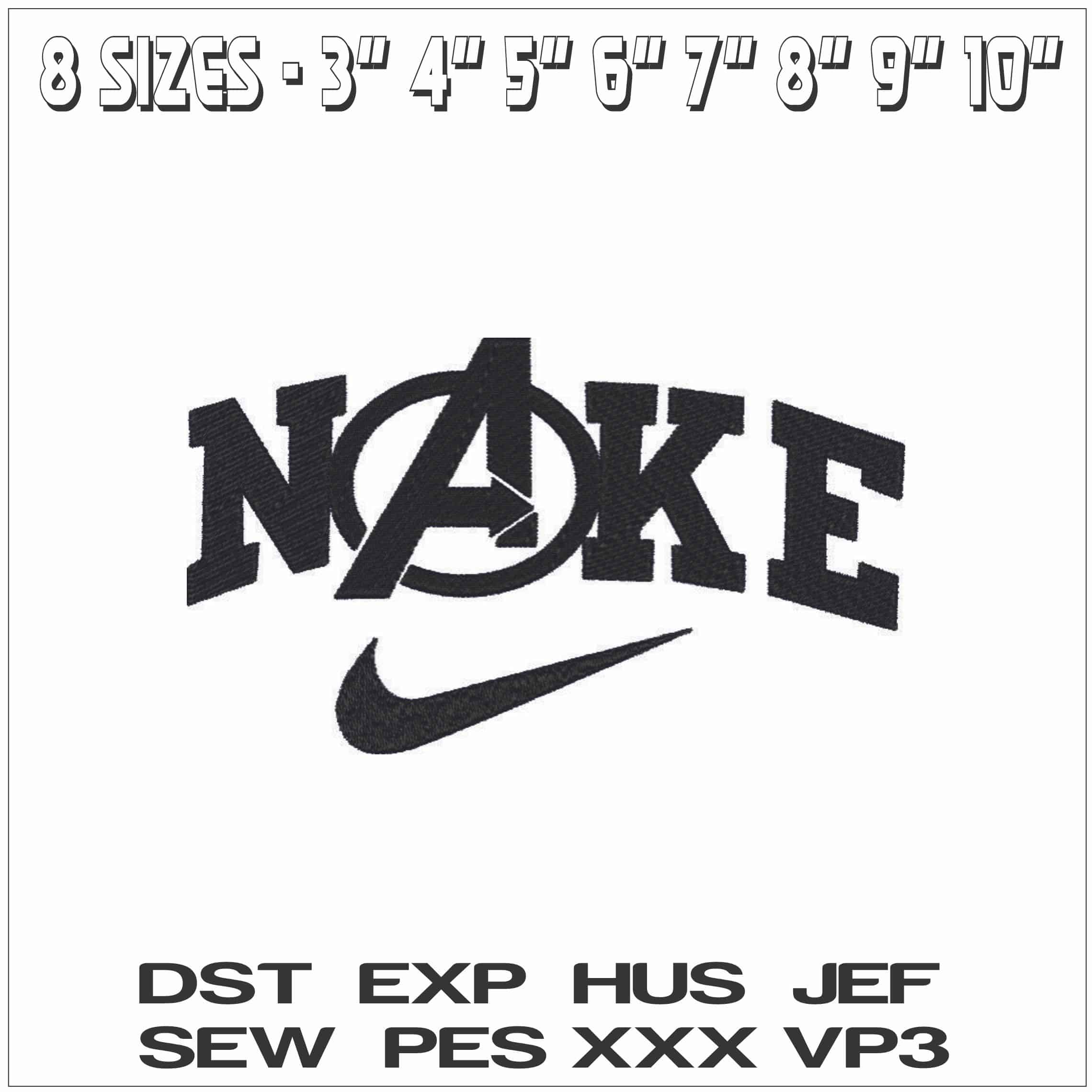 Nike Avengers solid Logo - Marvel Comics-Elegant embroidery design file - instant download — view 2