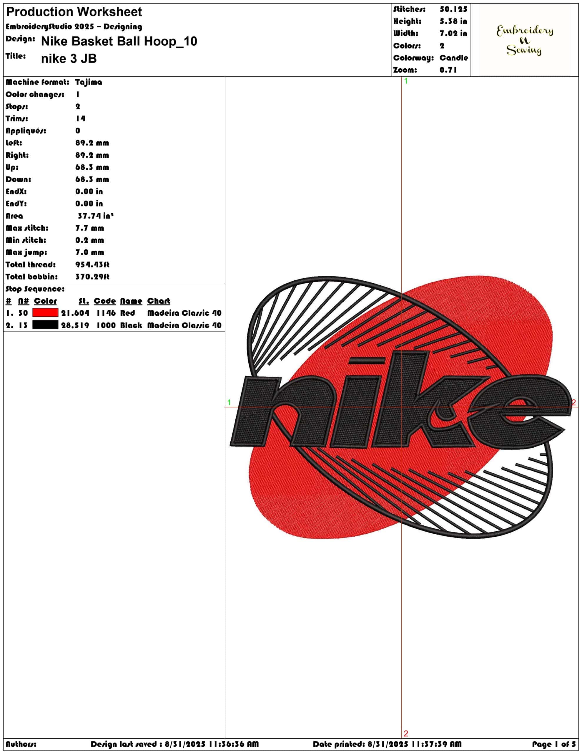 Nike Basket Ball Hoop-Elegant embroidery design file - instant download — view 3