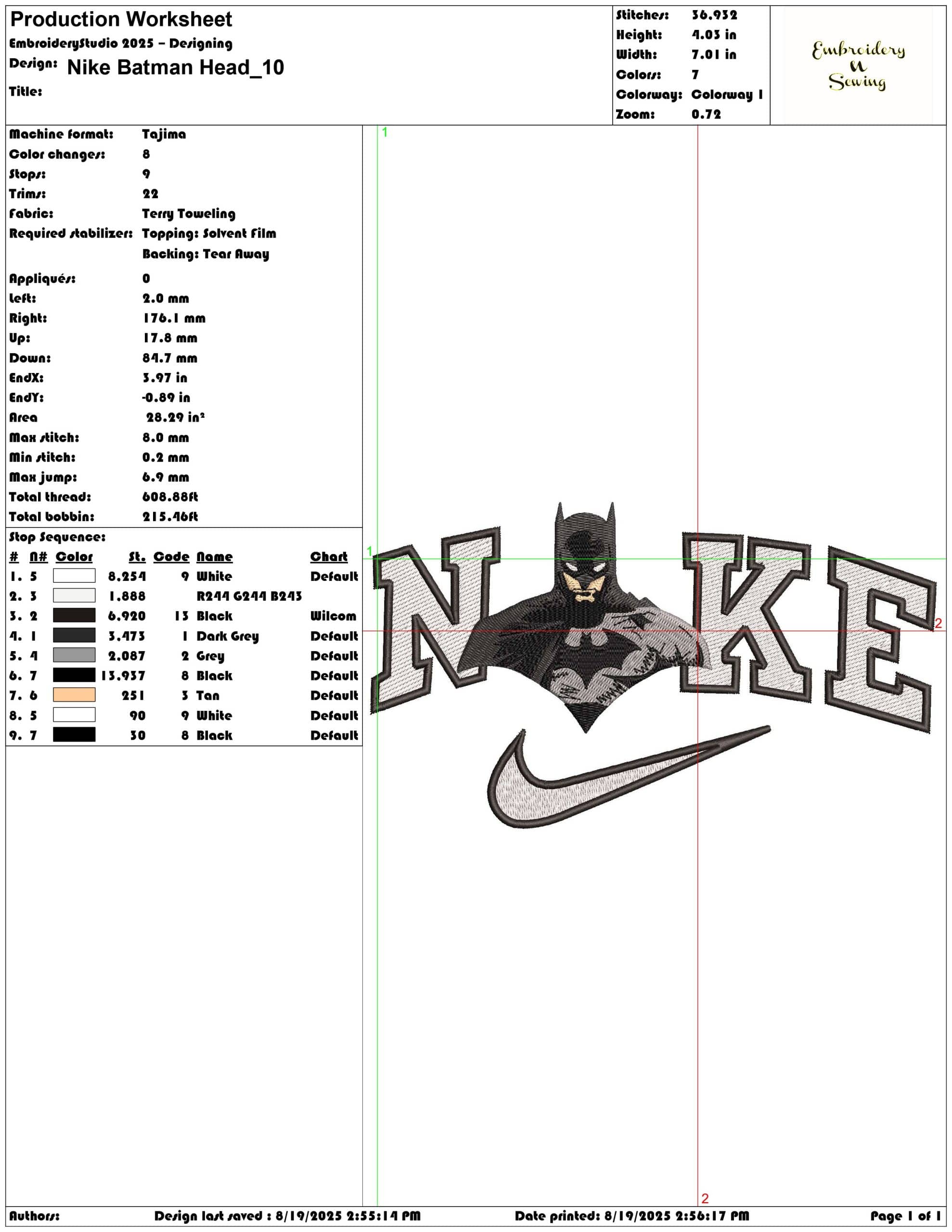 Nike Batman Head-Elegant embroidery design file - instant download — view 3