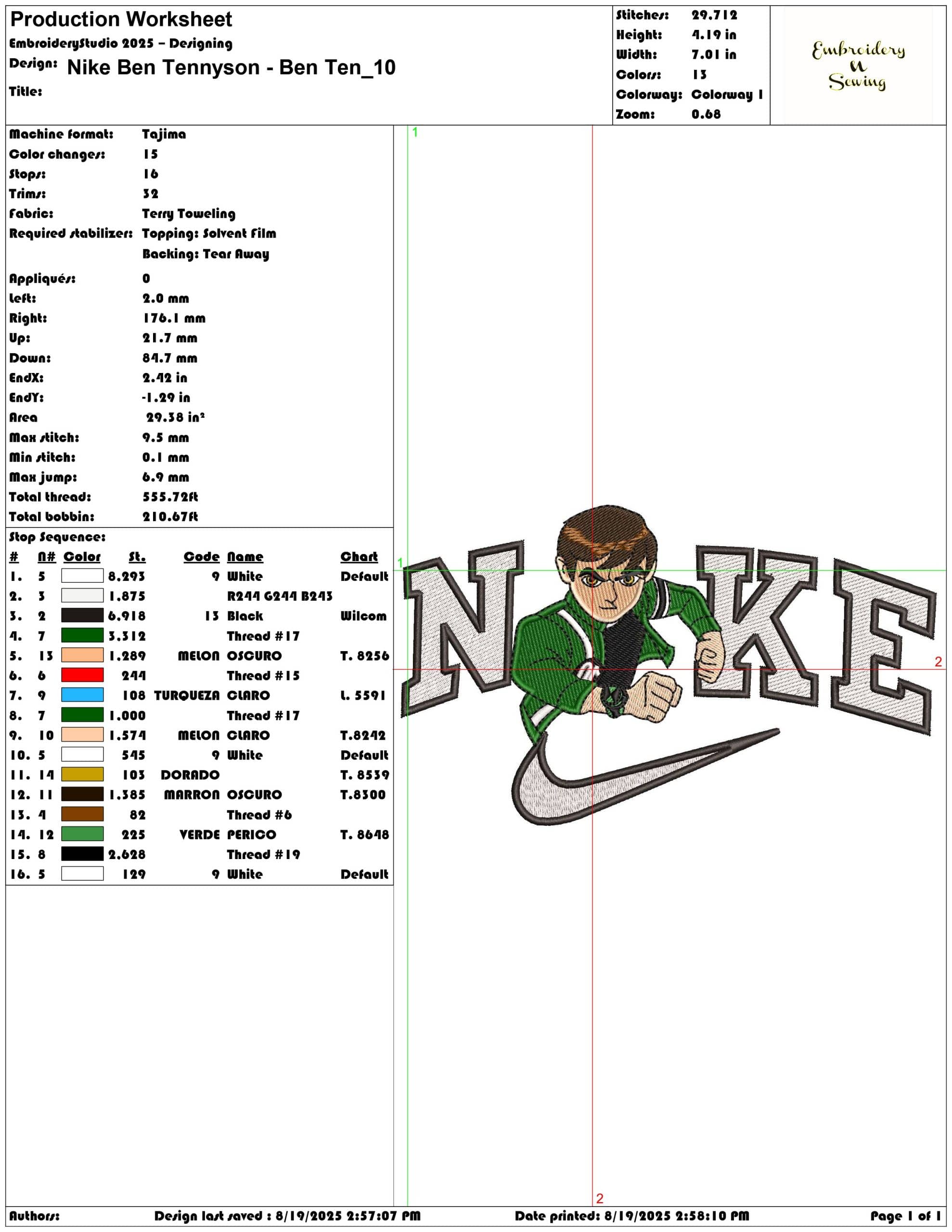 Nike Ben Tennyson - Ben Ten-Elegant embroidery design file - instant download — view 3