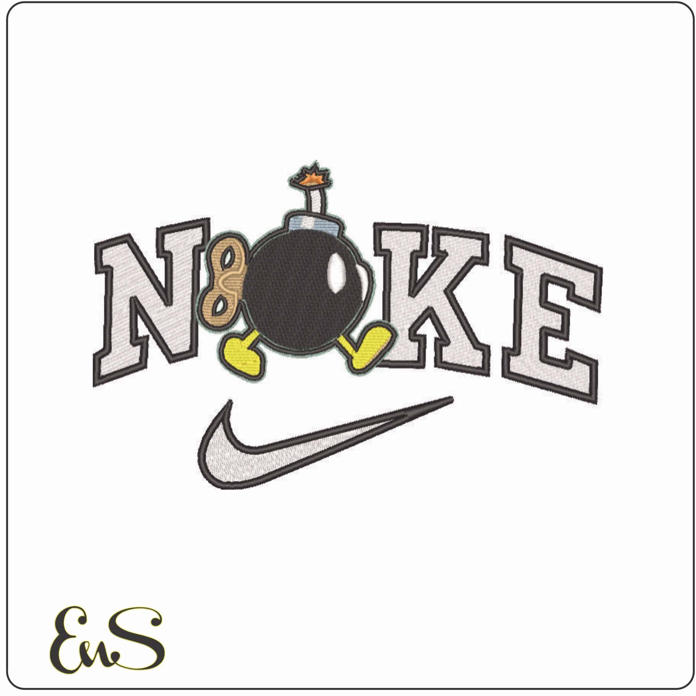 Nike Bob-omb - Super Mario Brothers-Elegant embroidery design file - instant download