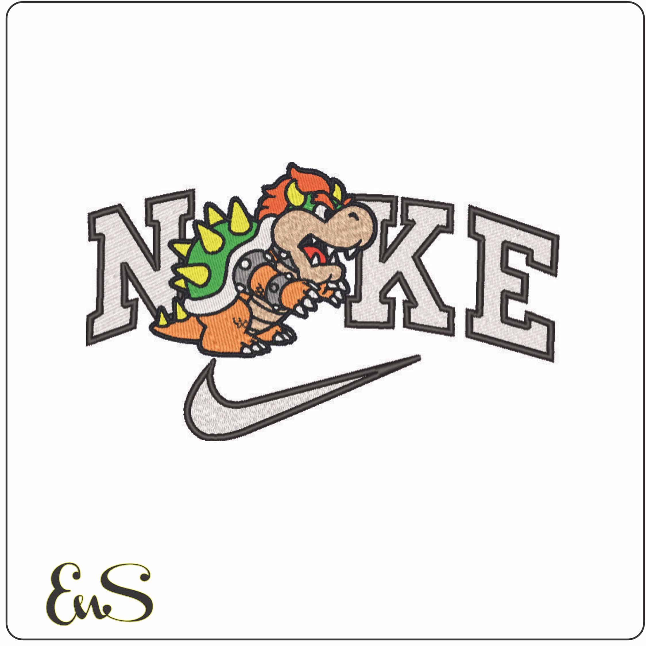 Nike Bowser - Super Mario-Elegant embroidery design file - instant download