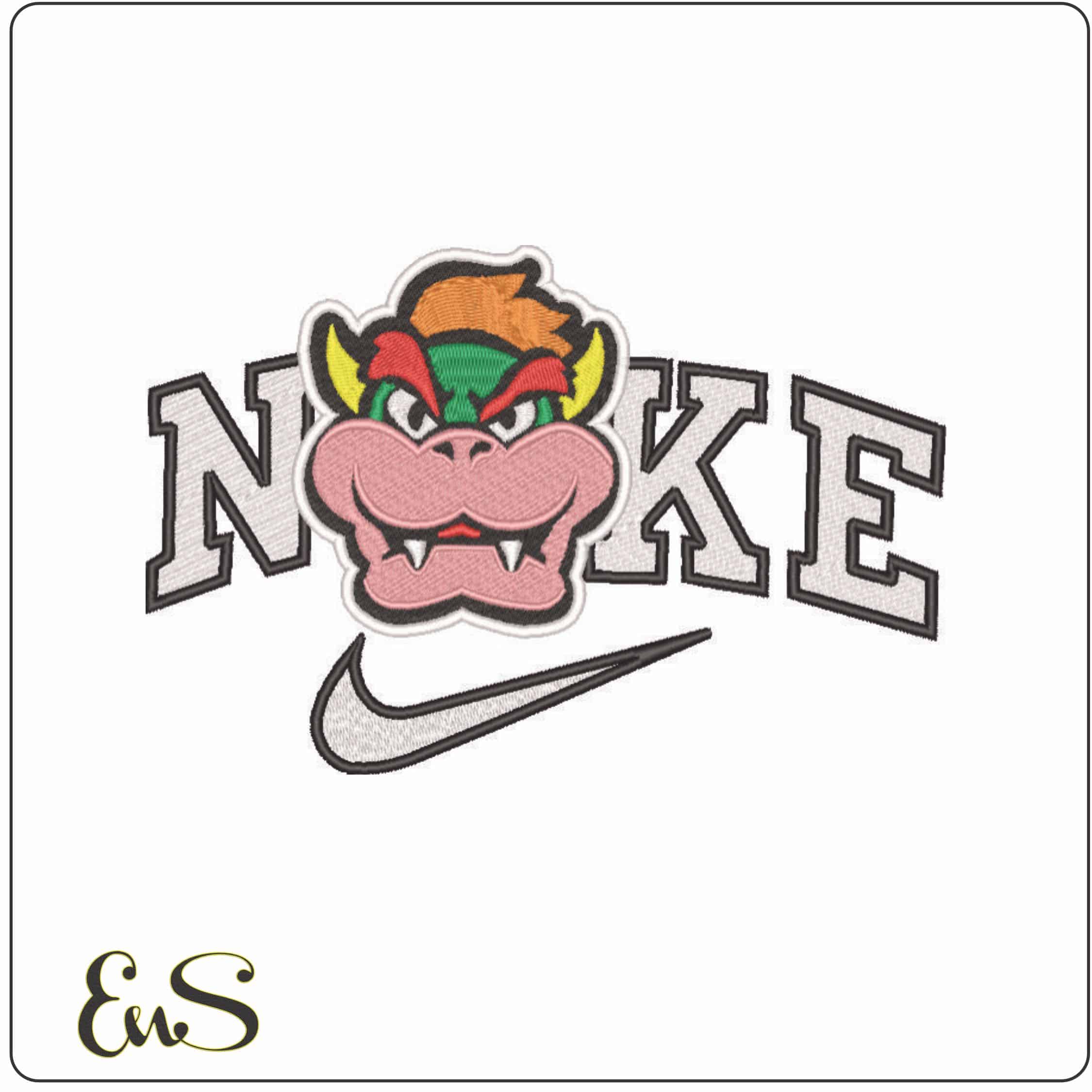 Nike Bowser Face - Super Mario-Elegant embroidery design file - instant download
