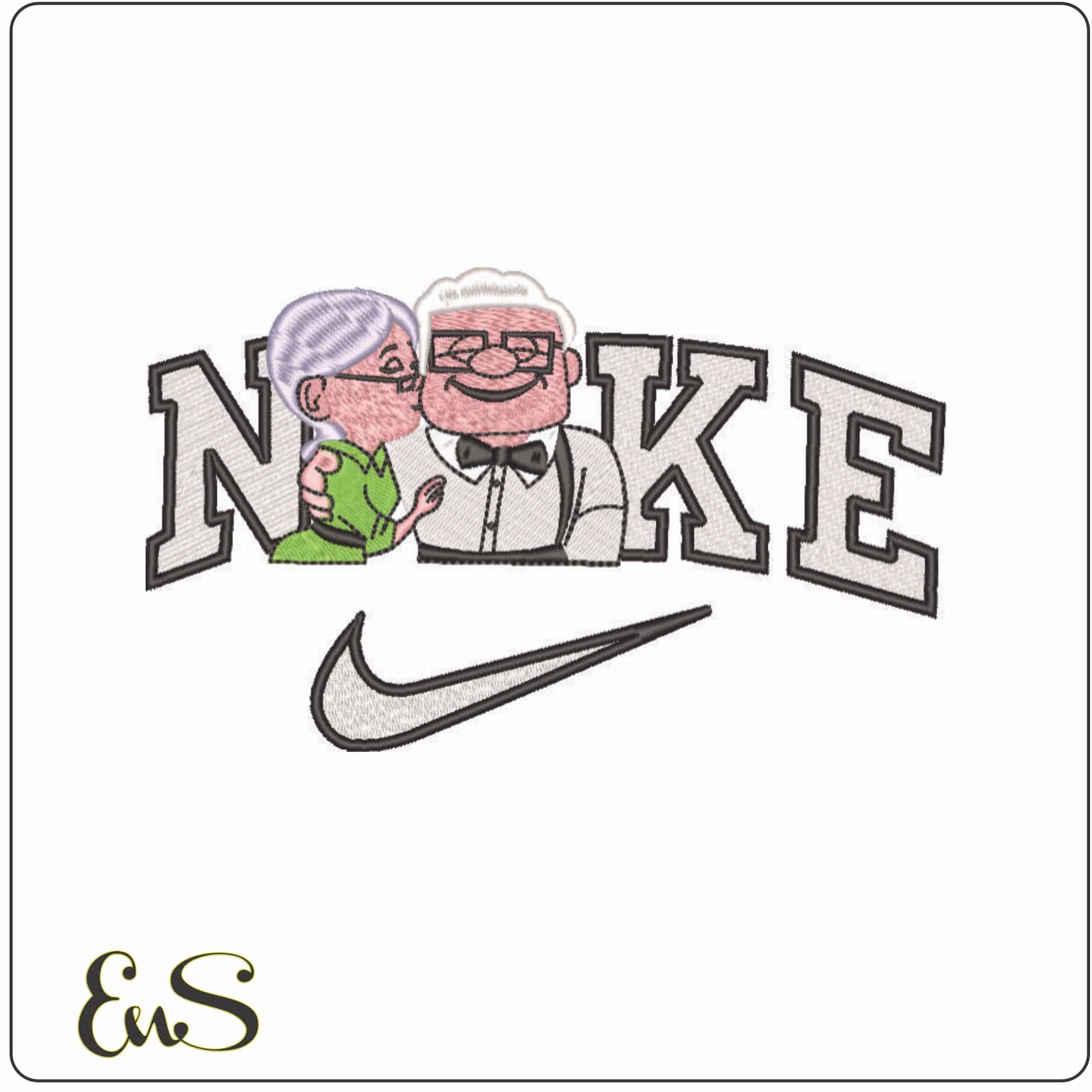Nike Carl and Ellie Fredricksen Old Couple - Disney Up-Elegant embroidery design file - instant download