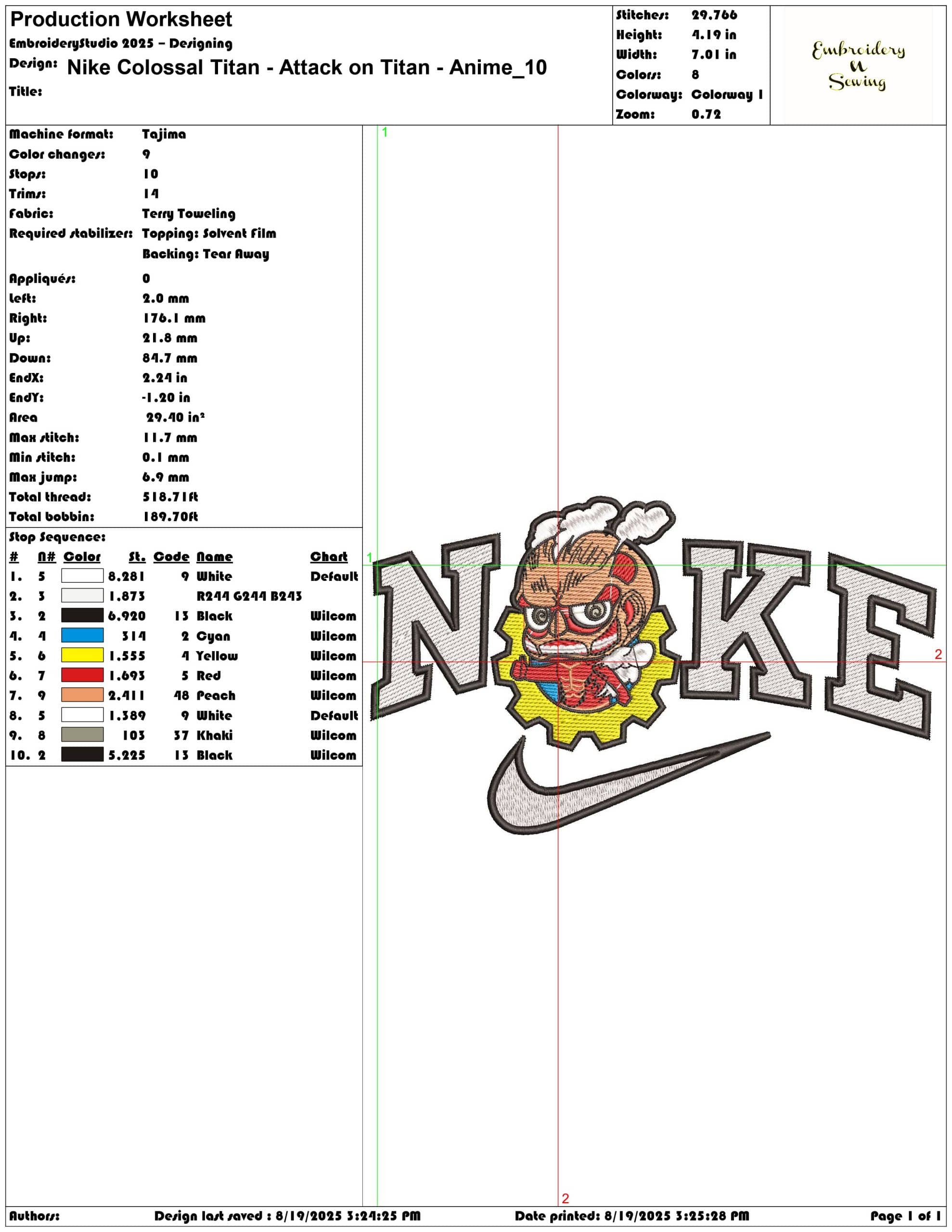 Nike Colossal Titan - Attack on Titan - Anime-Elegant embroidery design file - instant download — view 3