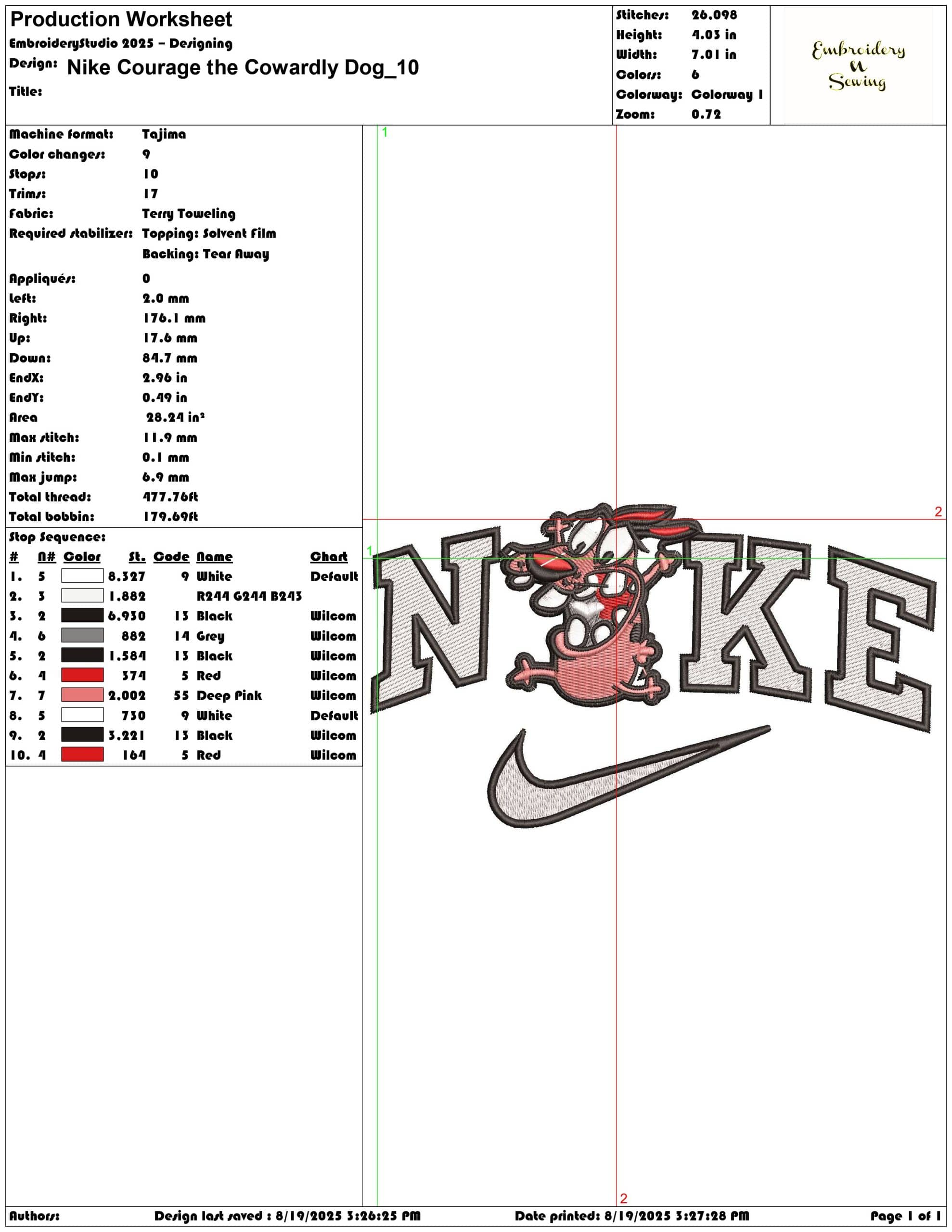 Nike Courage the Cowardly Dog-Elegant embroidery design file - instant download — view 3