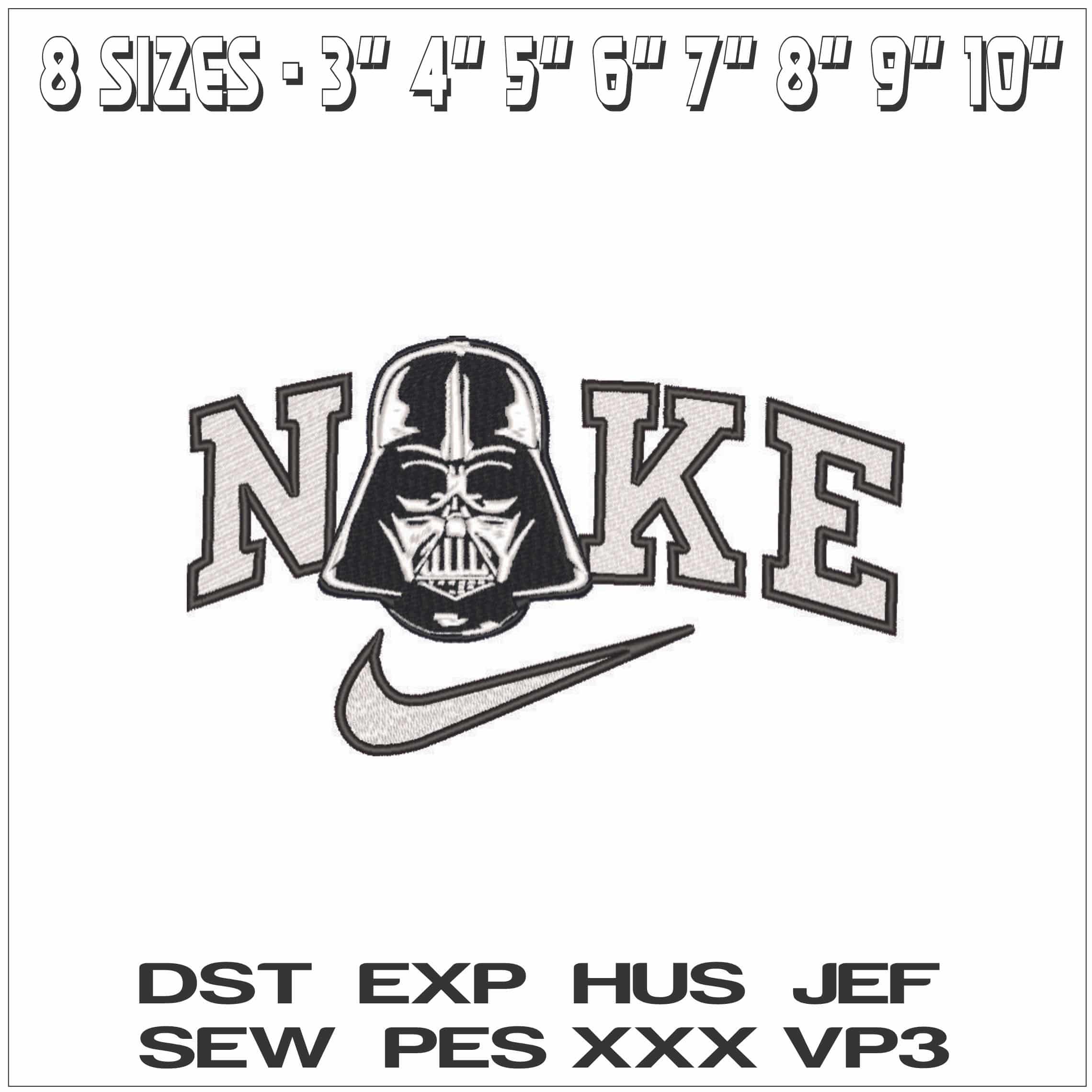 Nike Darth Vaders Mask - Star Wars-Elegant embroidery design file - instant download — view 2
