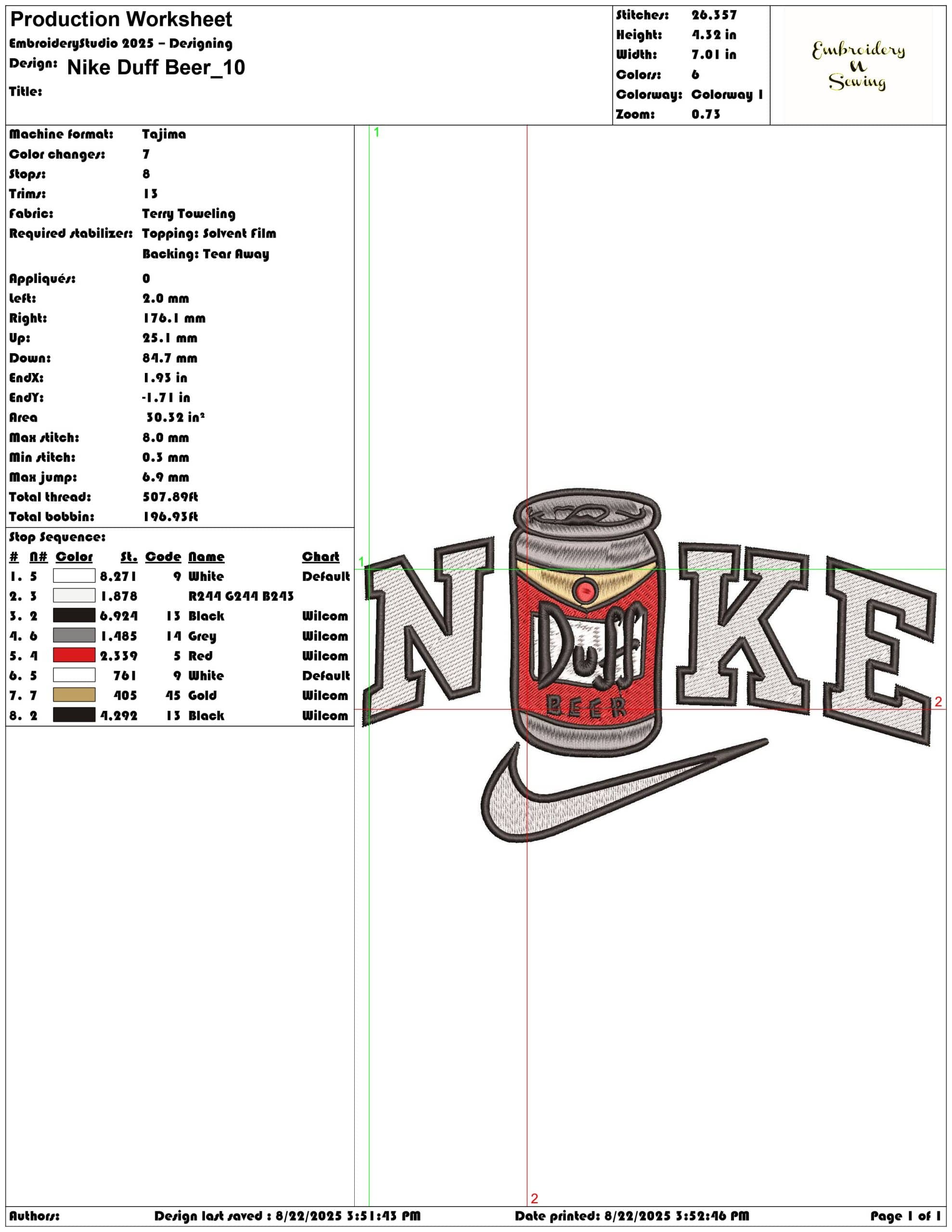 Nike Duff Beer-Elegant embroidery design file - instant download — view 3