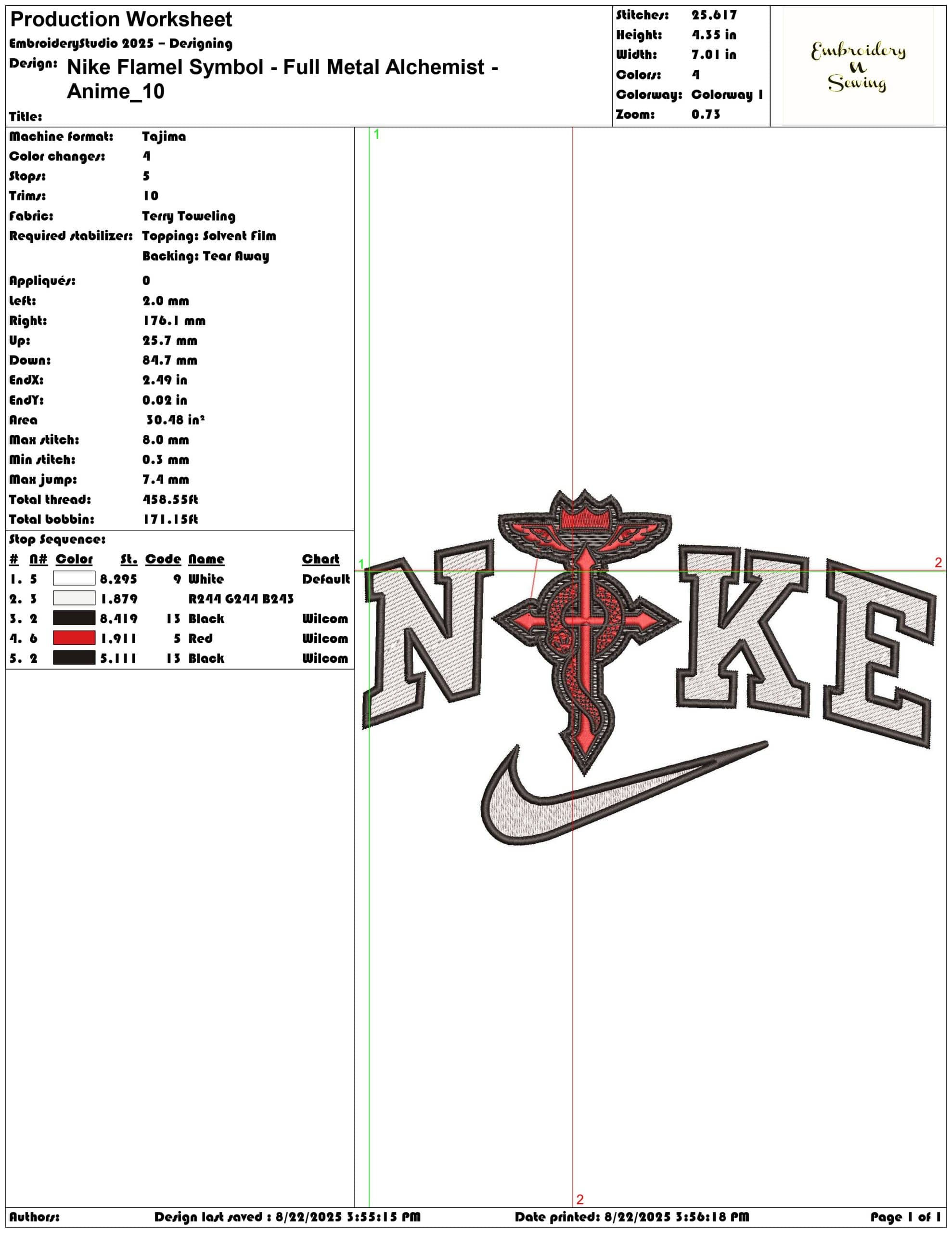 Nike Flamel Symbol - Full Metal Alchemist - Anime-Elegant embroidery design file - instant download — view 3