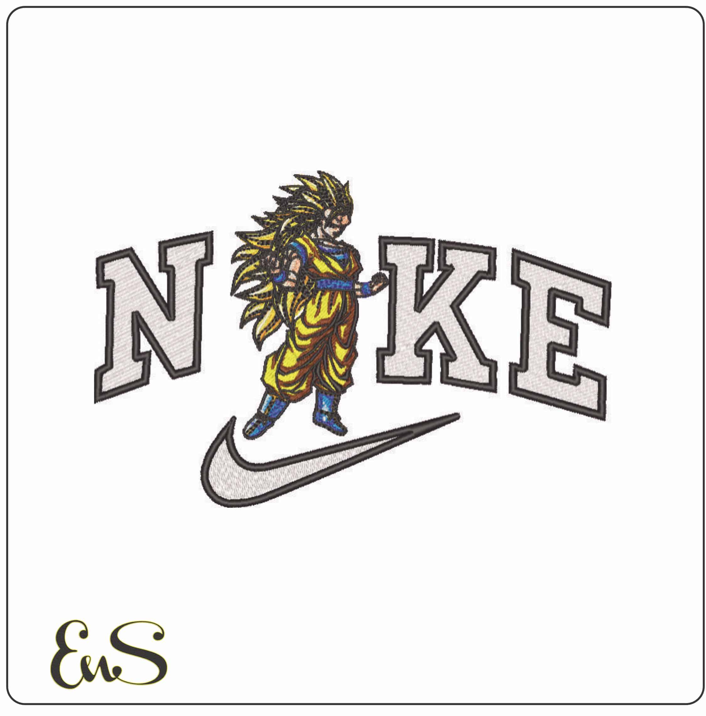 Nike Goku Super Saiyan 3 Transformation - Dragon Ball - Anime-Elegant embroidery design file - instant download