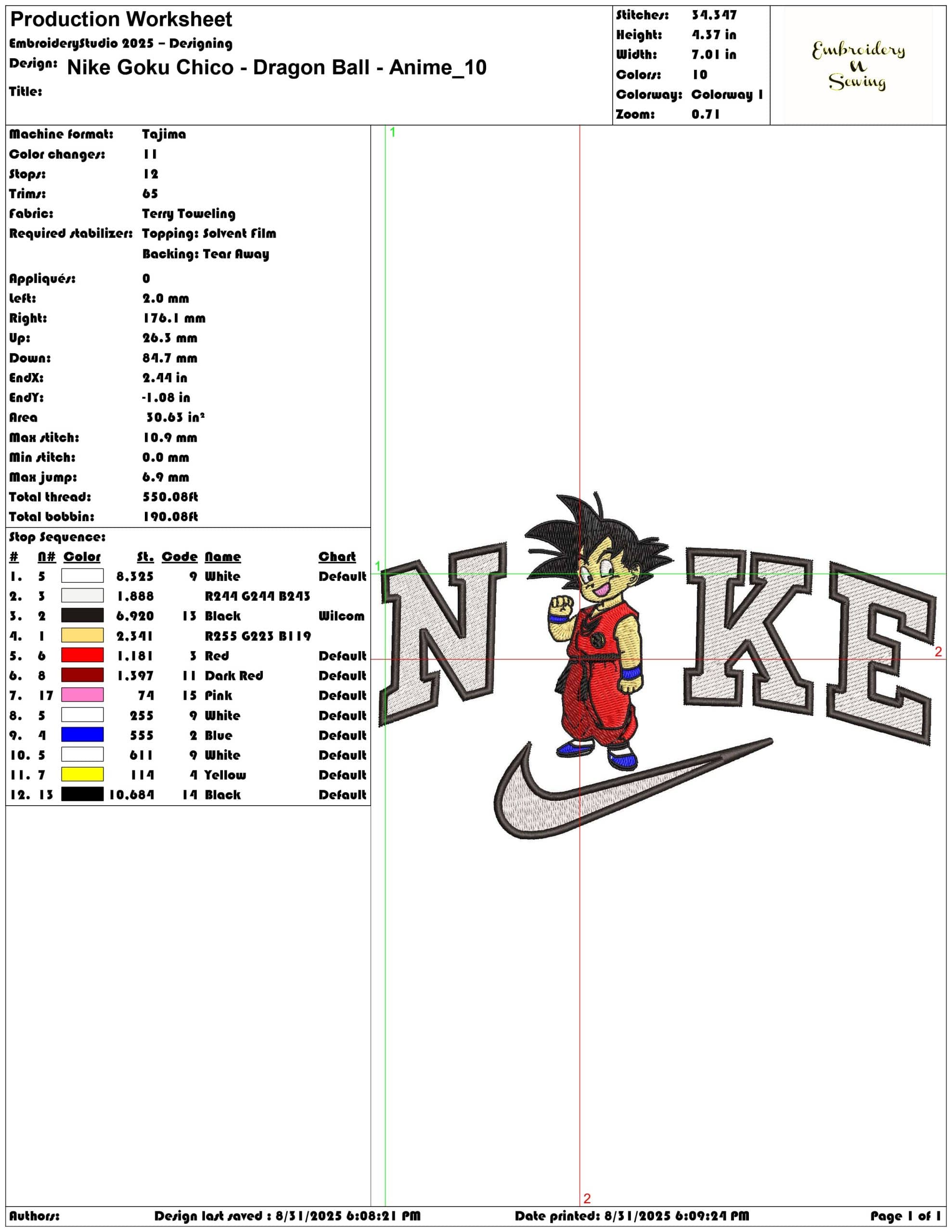 Nike Goku Chico - Dragon Ball - Anime-Elegant embroidery design file - instant download — view 3