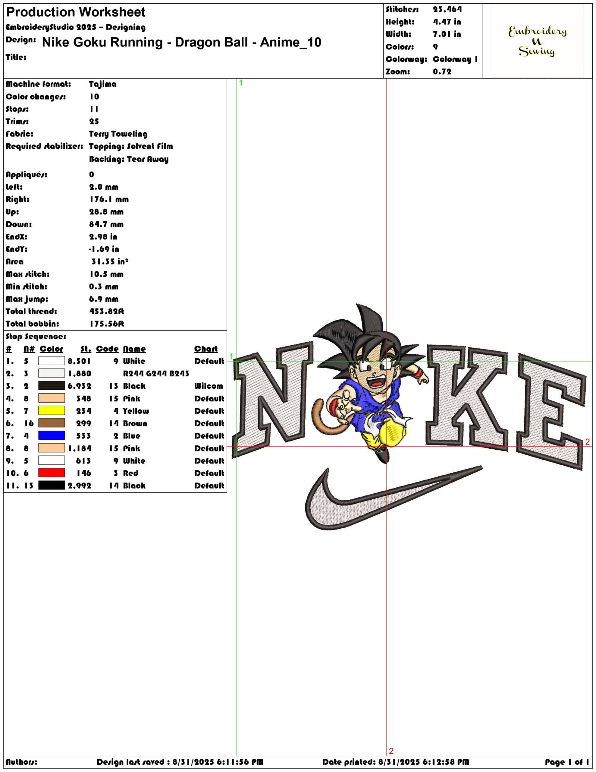Nike Goku Running - Dragon Ball - Anime-Elegant embroidery design file - instant download — view 3