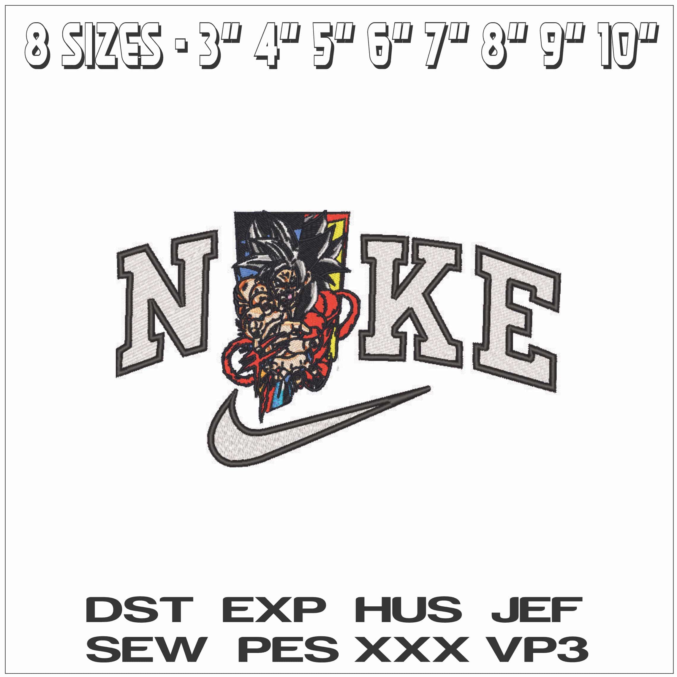 Nike Goku Super Saiyan 4 Transformation - Dragon Ball - Anime-Elegant embroidery design file - instant download — view 2