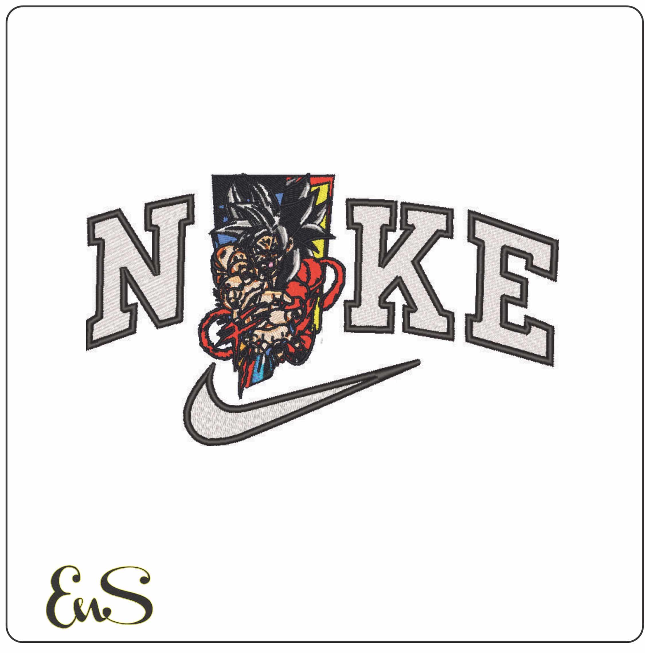 Nike Goku Super Saiyan 4 Transformation - Dragon Ball - Anime-Elegant embroidery design file - instant download