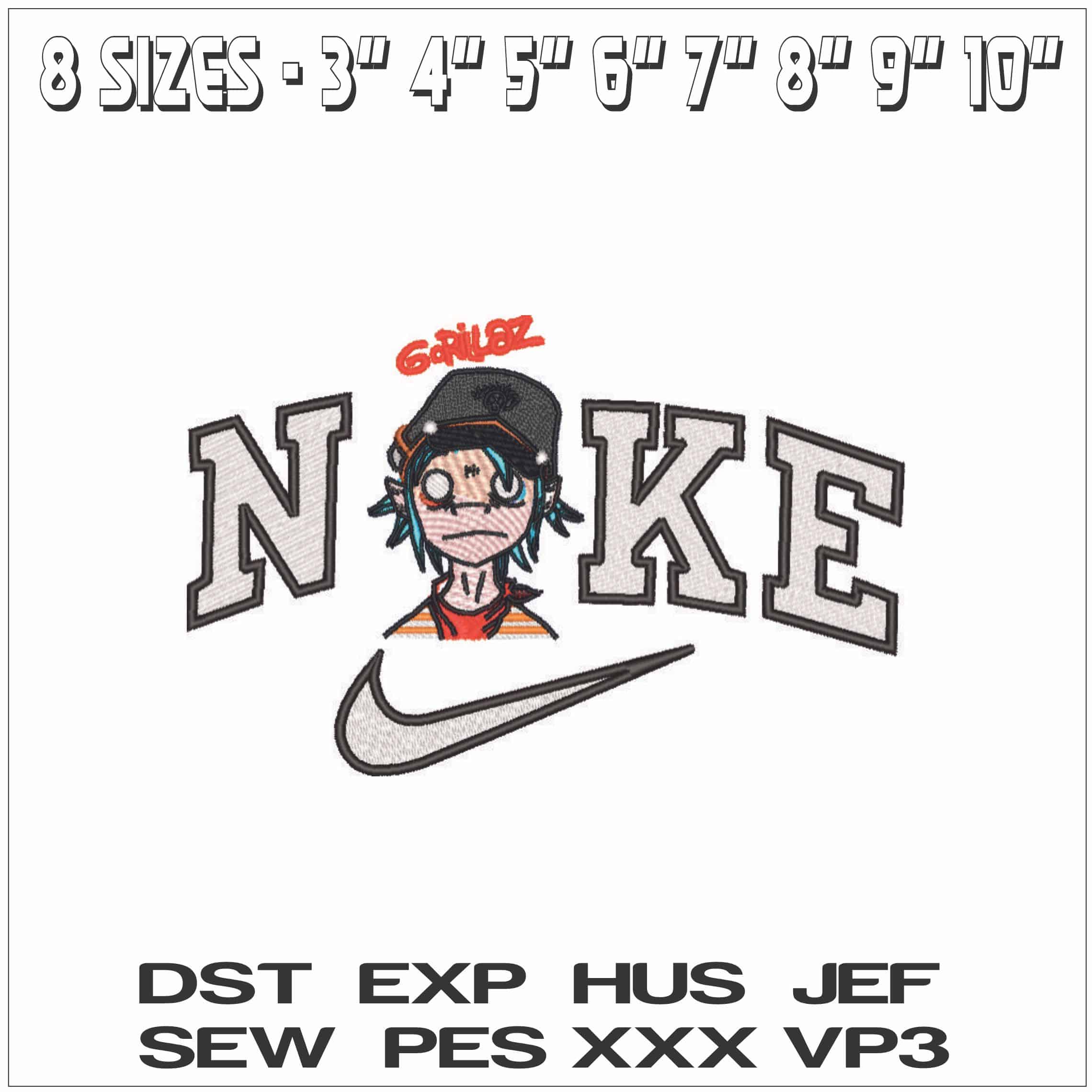 Nike Gorilaz Music 2D-Elegant embroidery design file - instant download — view 2