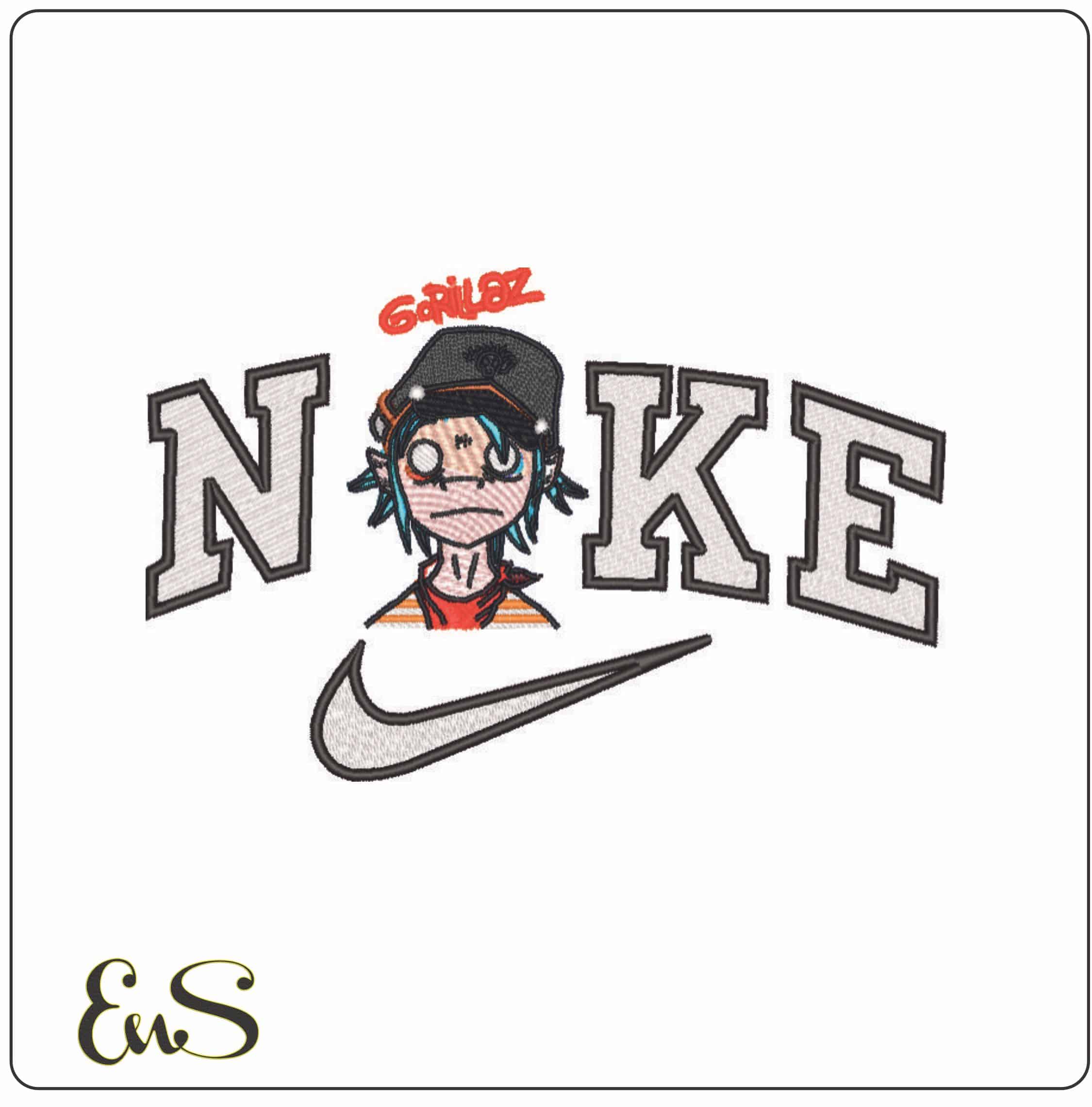 Nike Gorilaz Music 2D-Elegant embroidery design file - instant download