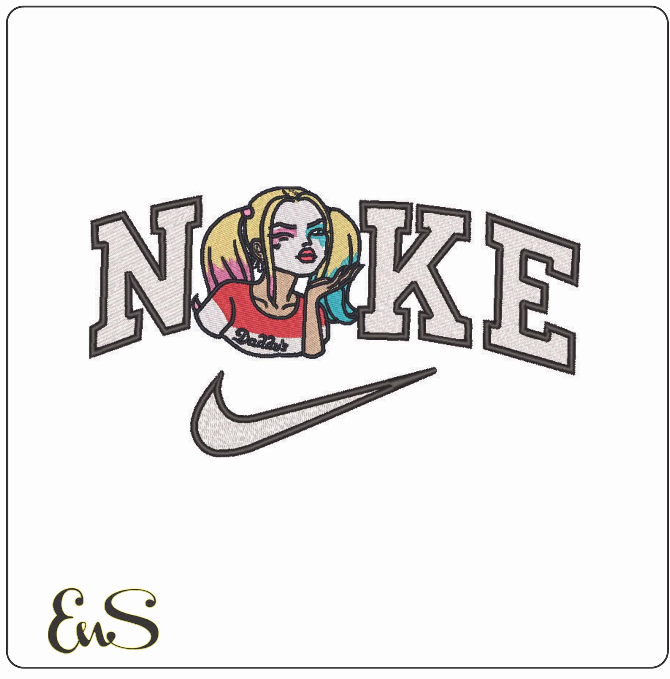 Nike Harley Quinn Head - Suicide Squad-Elegant embroidery design file - instant download