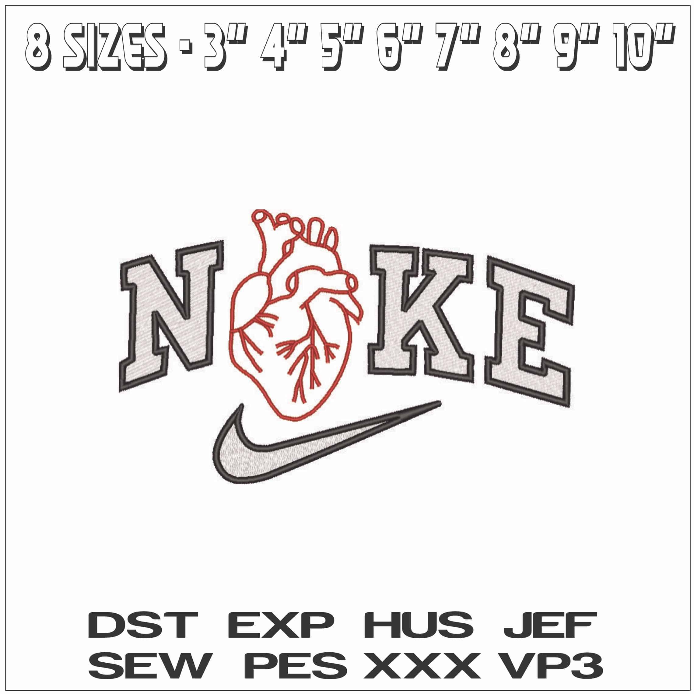 Nike Heart Diagram-Elegant embroidery design file - instant download — view 2