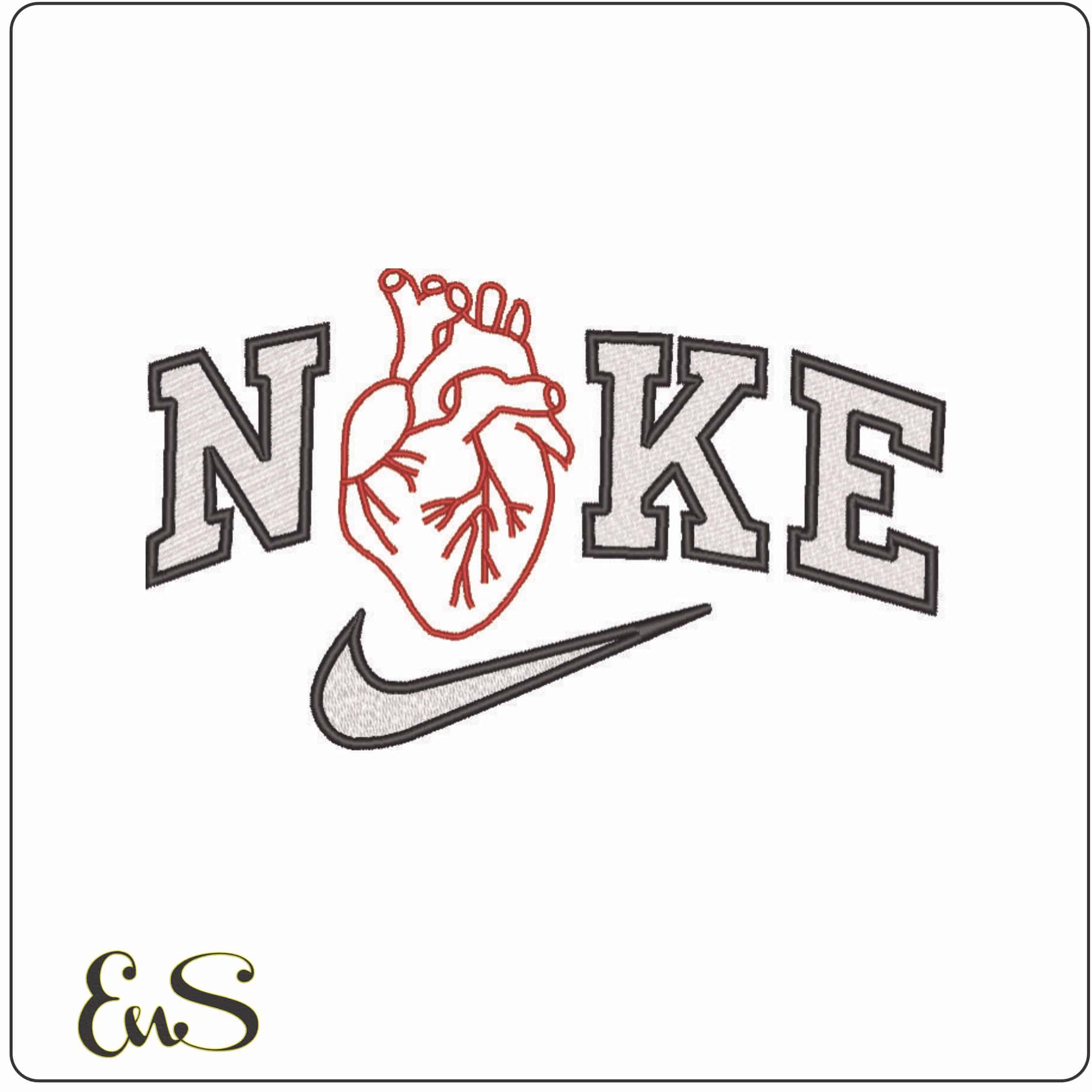 Nike Heart Diagram-Elegant embroidery design file - instant download