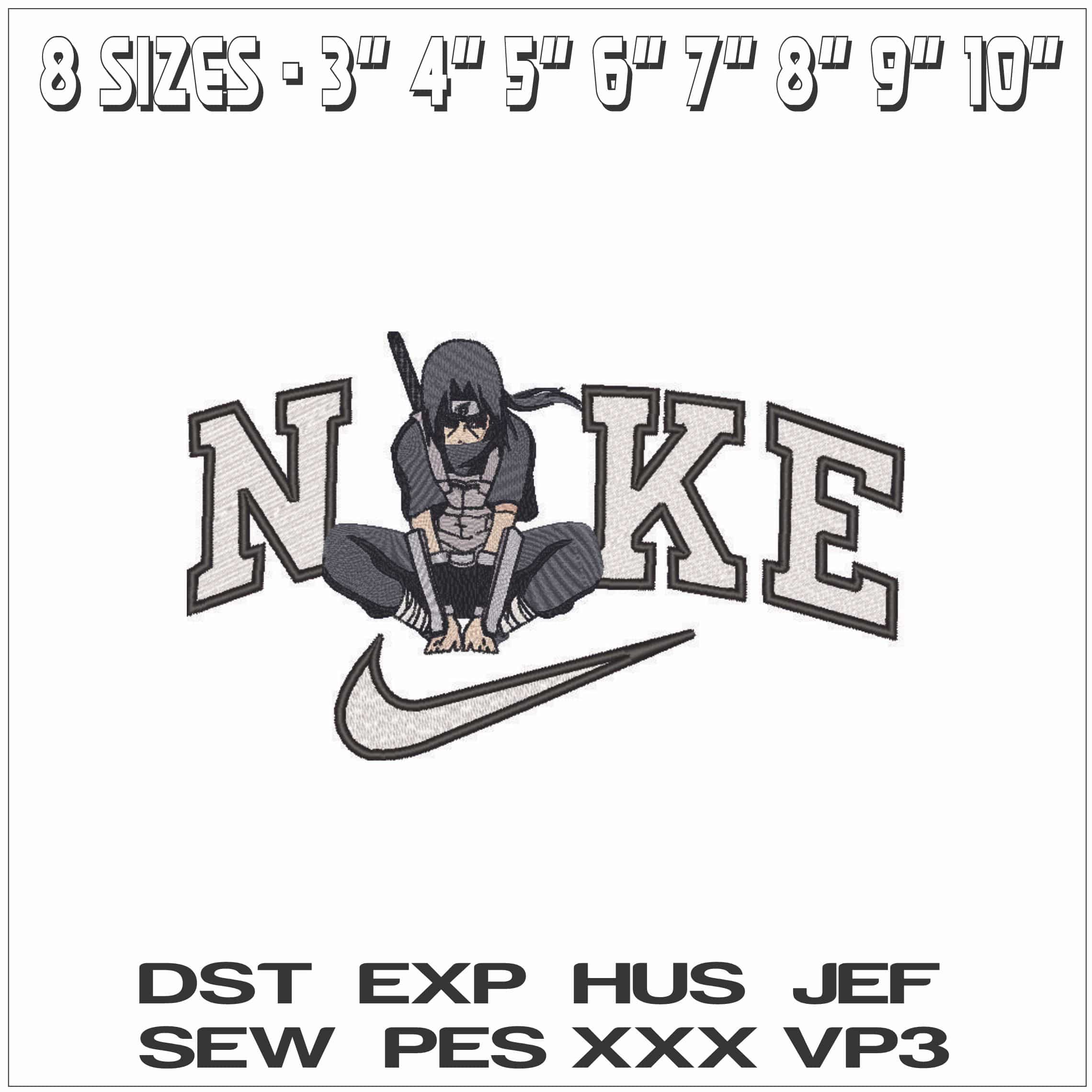 Nike Itachi Uchiha Squatting - Naruto - Anime-Elegant embroidery design file - instant download — view 2
