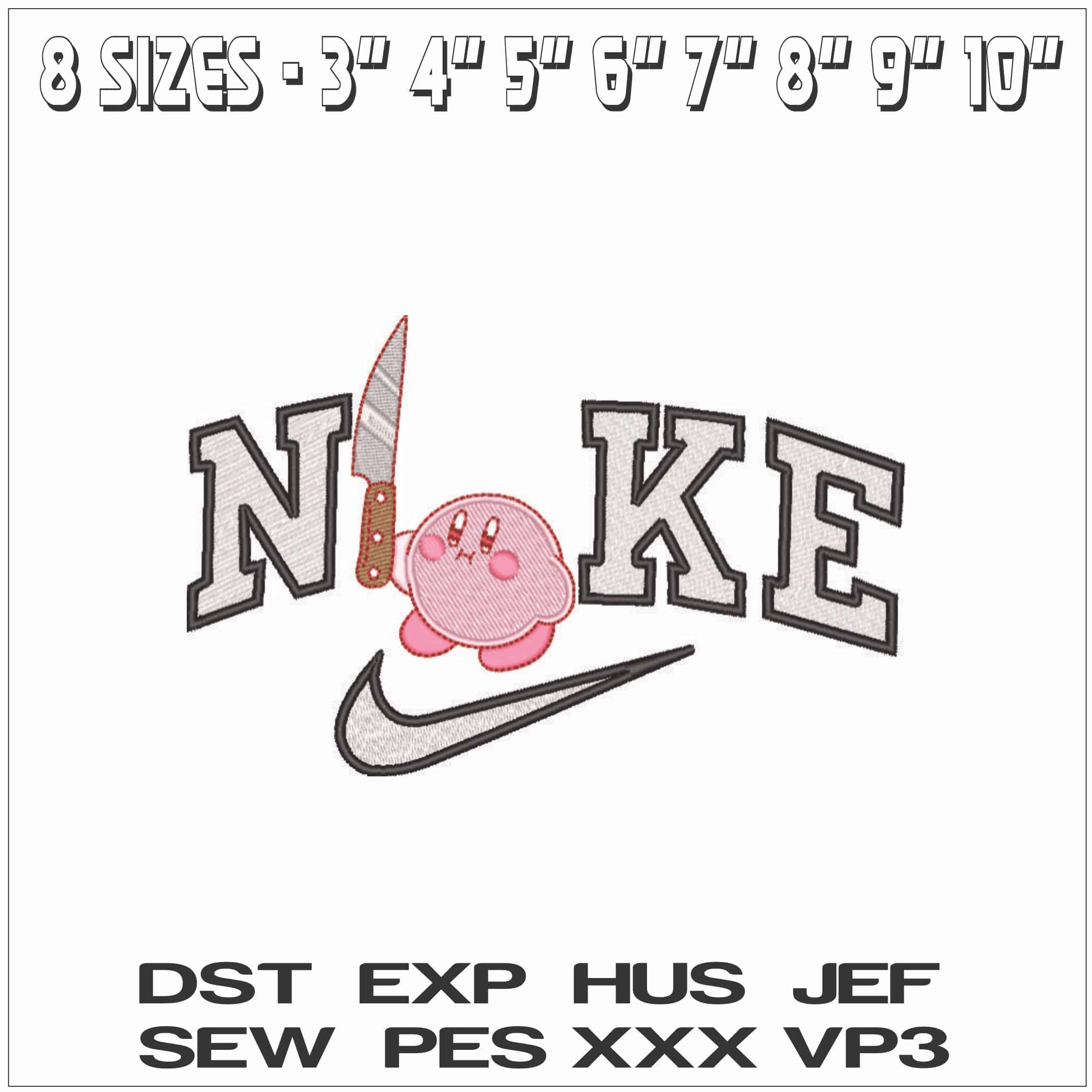 Nike Kirby with Knife - Super Mario-Elegant embroidery design file - instant download — view 2