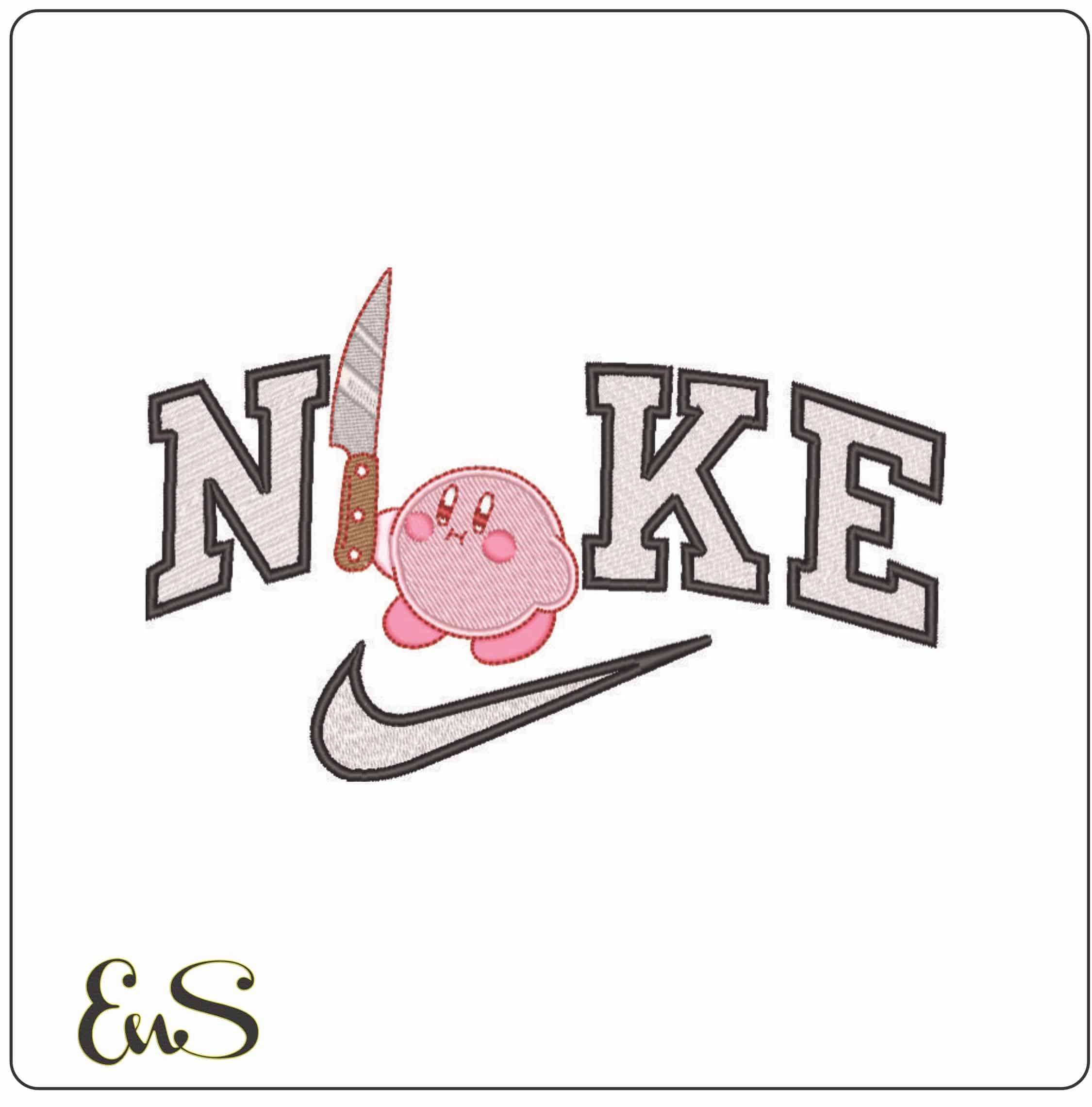 Nike Kirby with Knife - Super Mario-Elegant embroidery design file - instant download